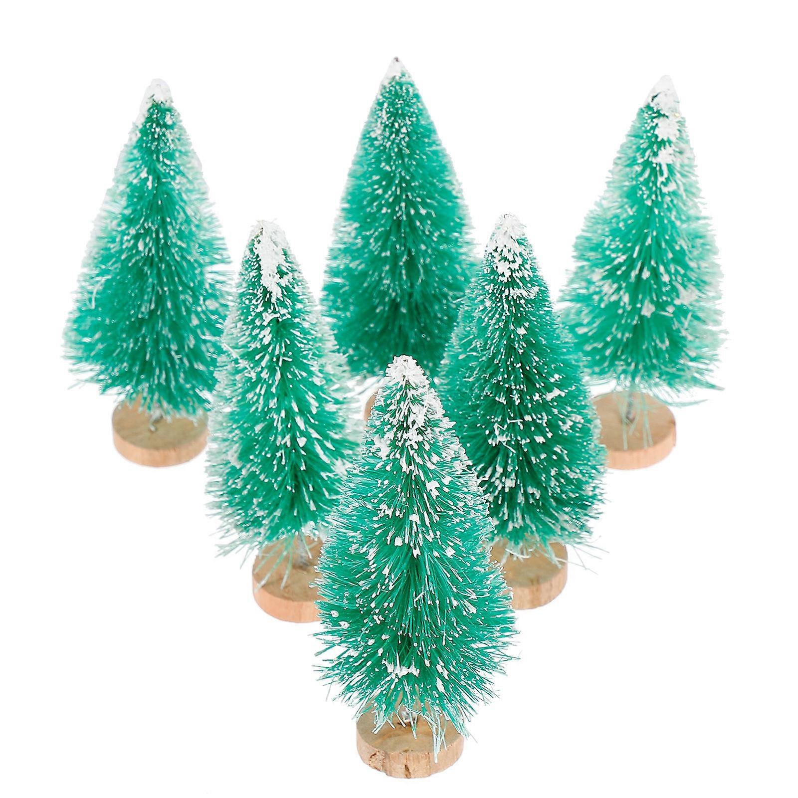12 Pcs Mini Christmas Tree Decor with Base PVC Artificial Tabletop Ornaments Blue Green White Gold Party Decorative Supplies for Home Shop Holiday
