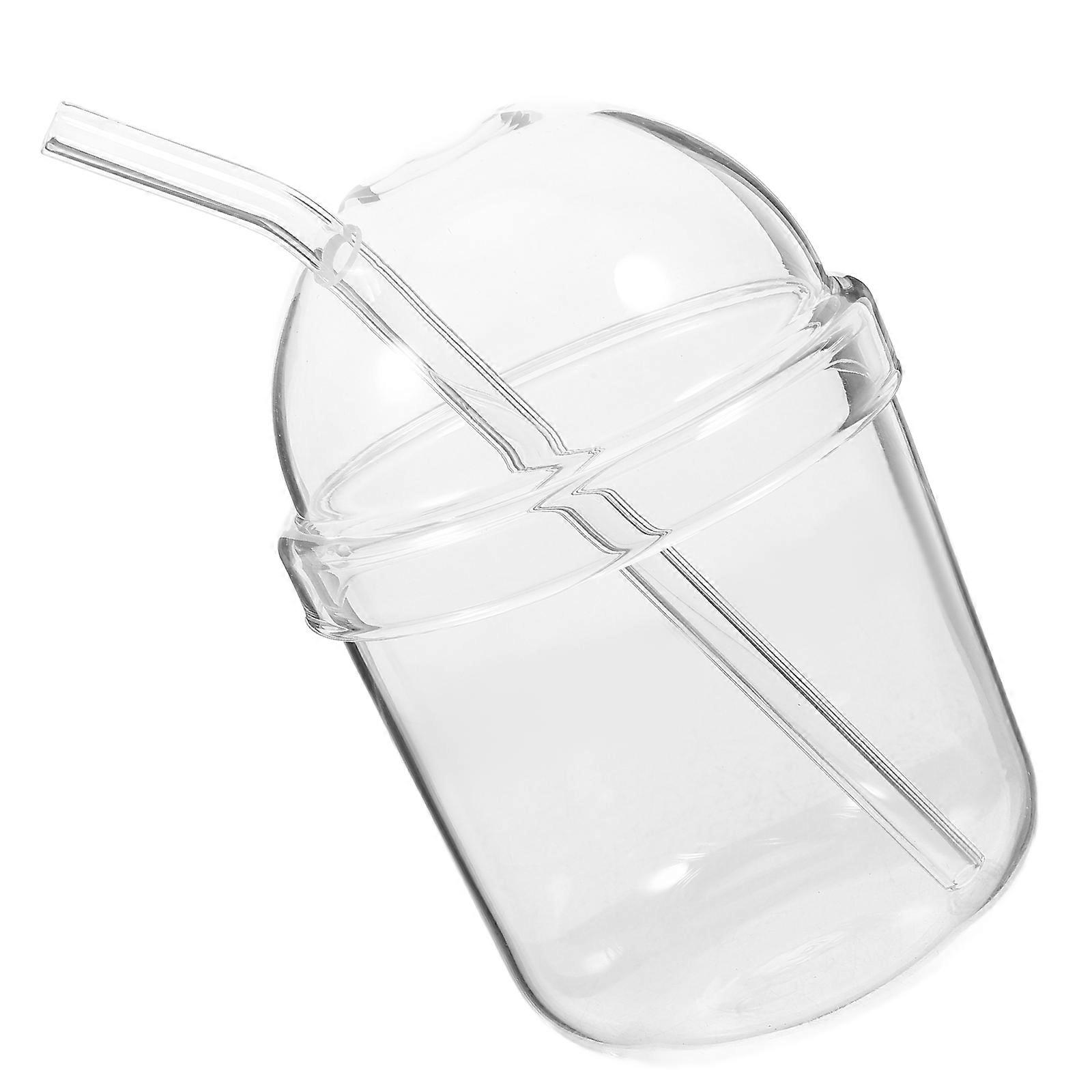 Summer Ice Coffee Cup With Straw 440ml Glass Water Container For Adults Transparent 1 Set