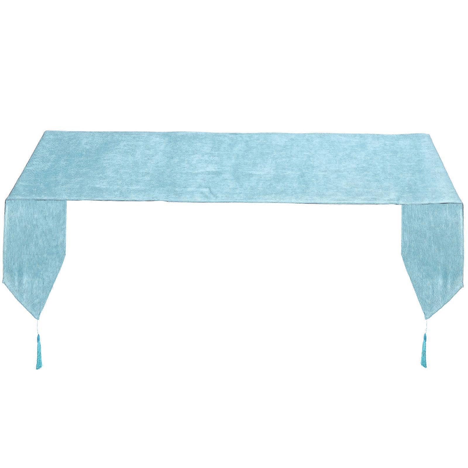 Blue Table Runner with Tassels for Home Decoration and Party Supply Cotton Linen Protects Dining Table 70x280cm