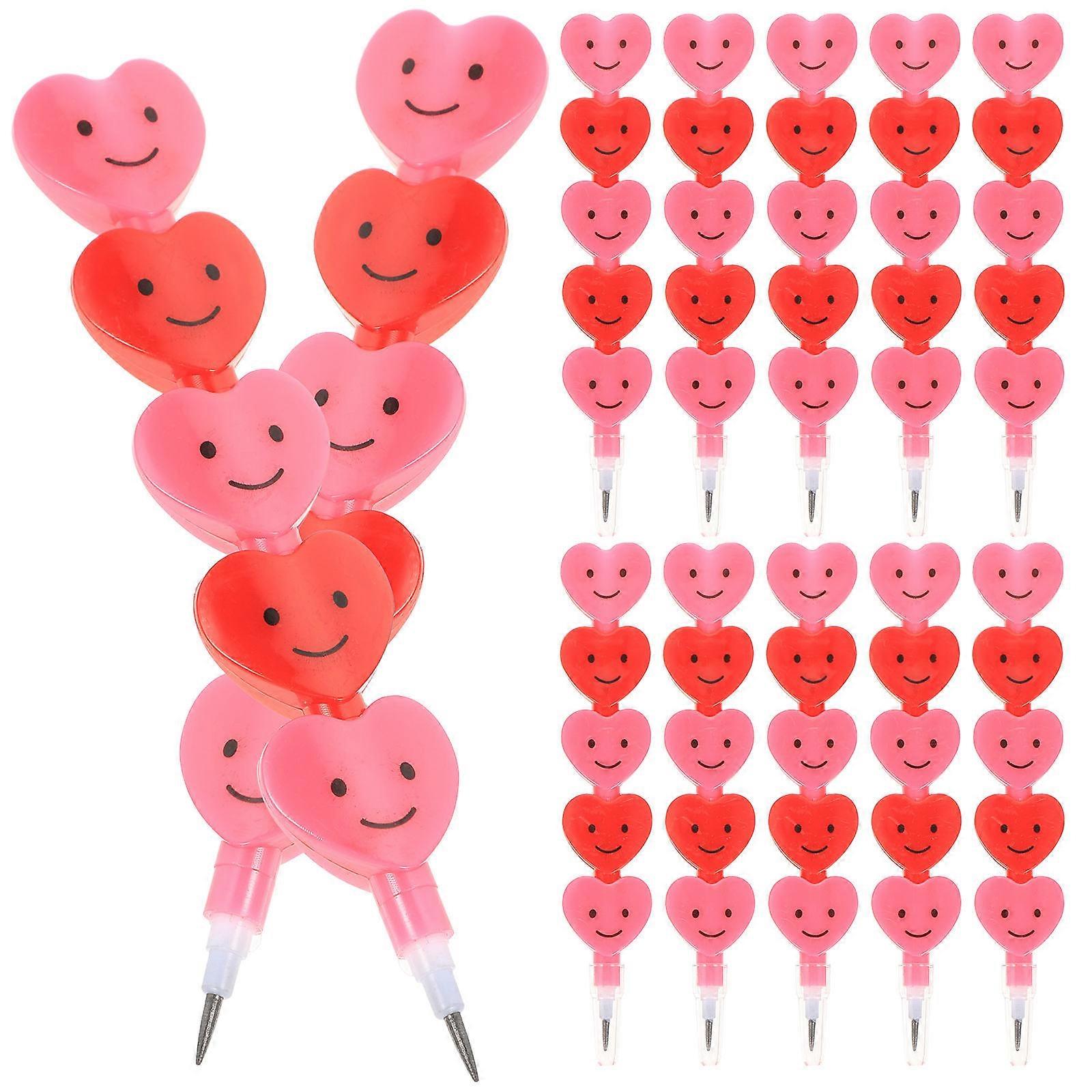 עפרונות פלסטיק מצוירים 12 יחידות סט ניתן לערום, קצה מחק, כתיבה חלקה לילדים, נהדר לבית הספר, פרסים בכיתה, טובות למסיבה