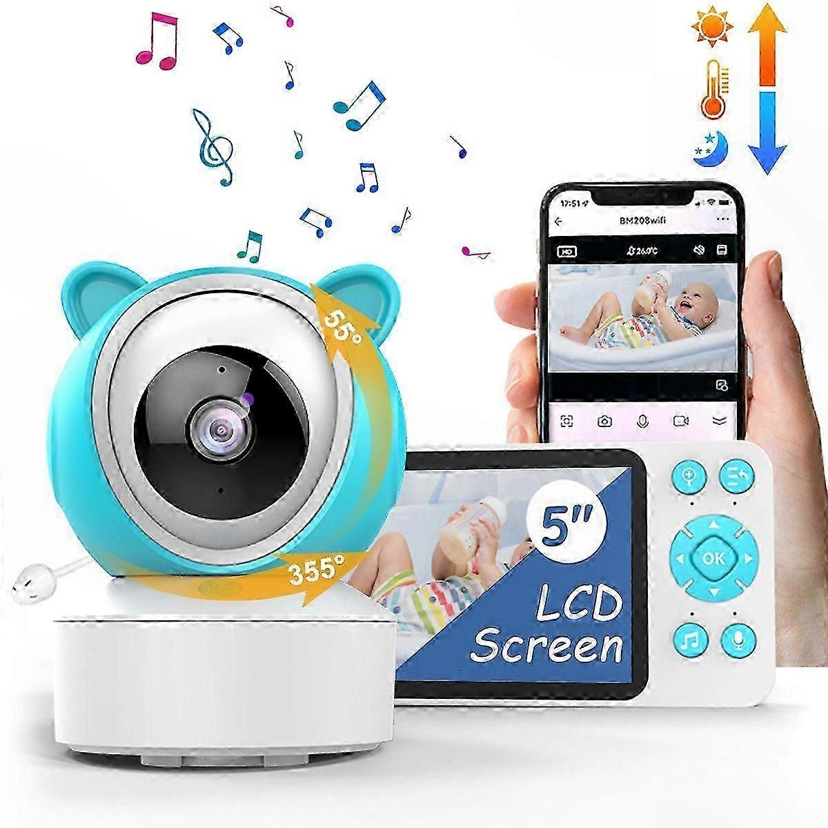 5-Inch Display Baby Monitor with Camera, 8 Lullabies, and Safety Features Enhanced for Peace of Mind