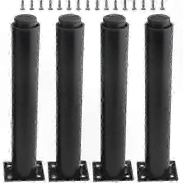 Black Adjustable Table and Bed Legs, Durable Metal Set of 4 (25-42cm) for Furniture Support