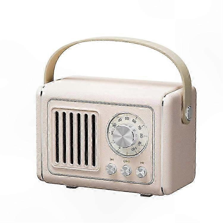 Vintage FM Radio Style Bluetooth Speaker with Wireless Subwoofer and Carry Handle for Music Playback