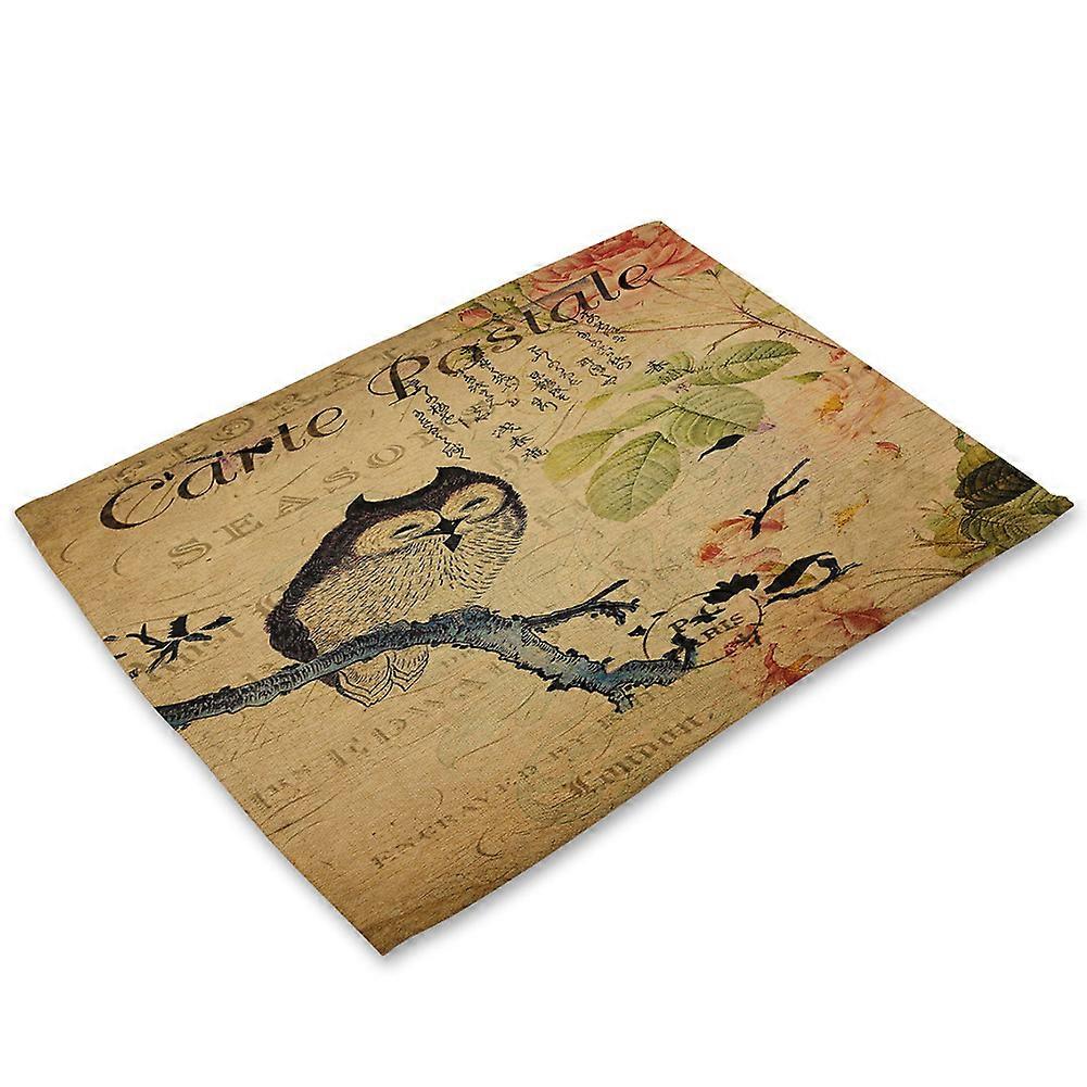 Retro Birds Print Anti-Slip Heat-insulation Placement Bowl Plate Fork Table Mat(MA0116-5)