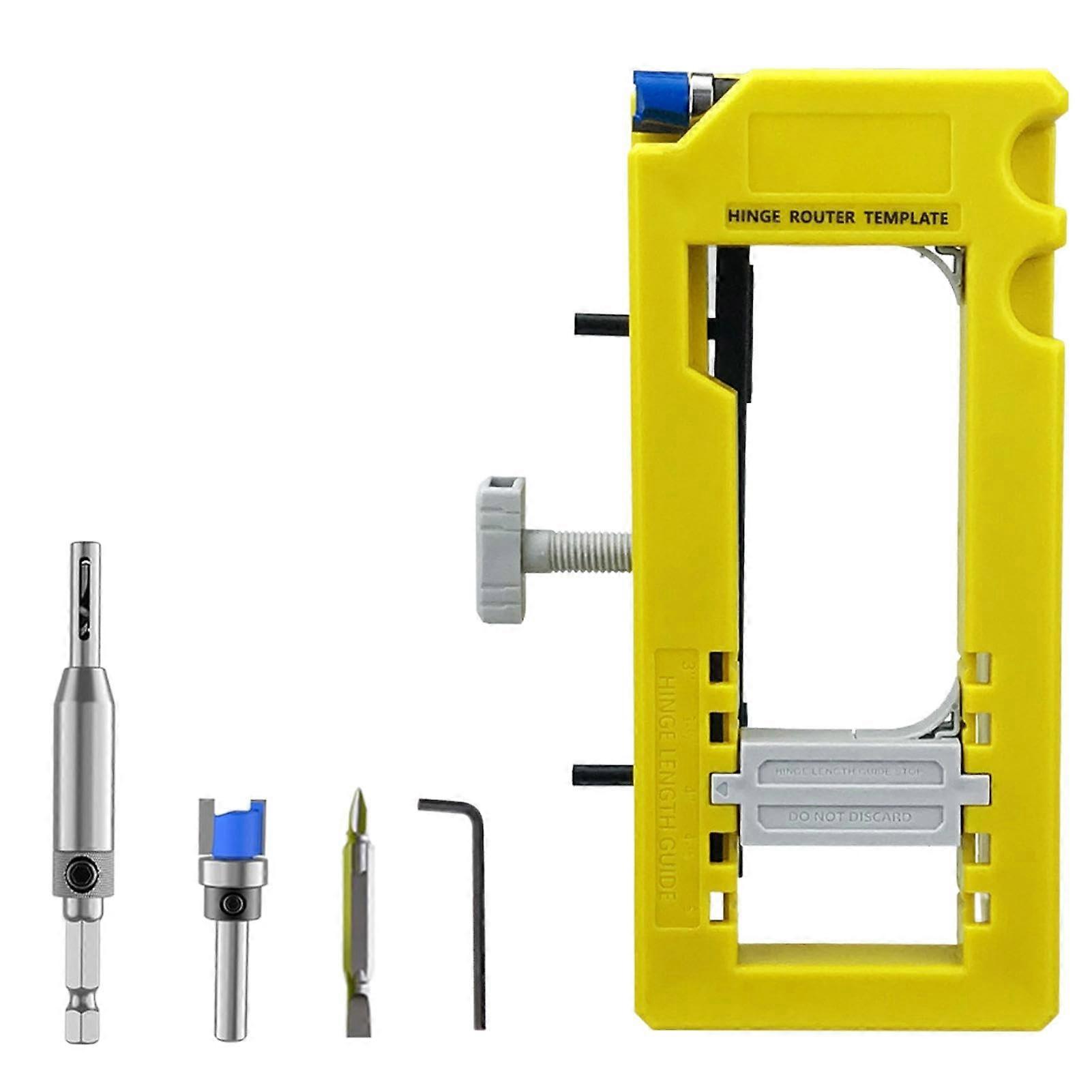 Door Hinge Template Set for Router - Adjustable Door Hinge Milling Template with Non-Slip Pads for 3 to 5 Inch Lengths