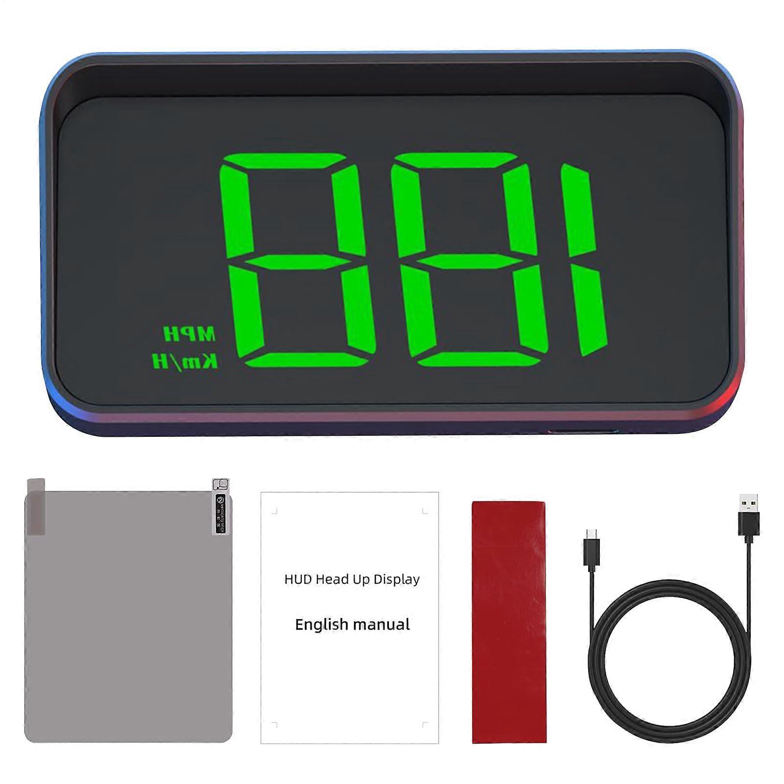 Car Hud Head Up Display - Adjustable Angle Windshield Speedometer Projector with Large Screen for Motorcycles and Racing Tracks in White