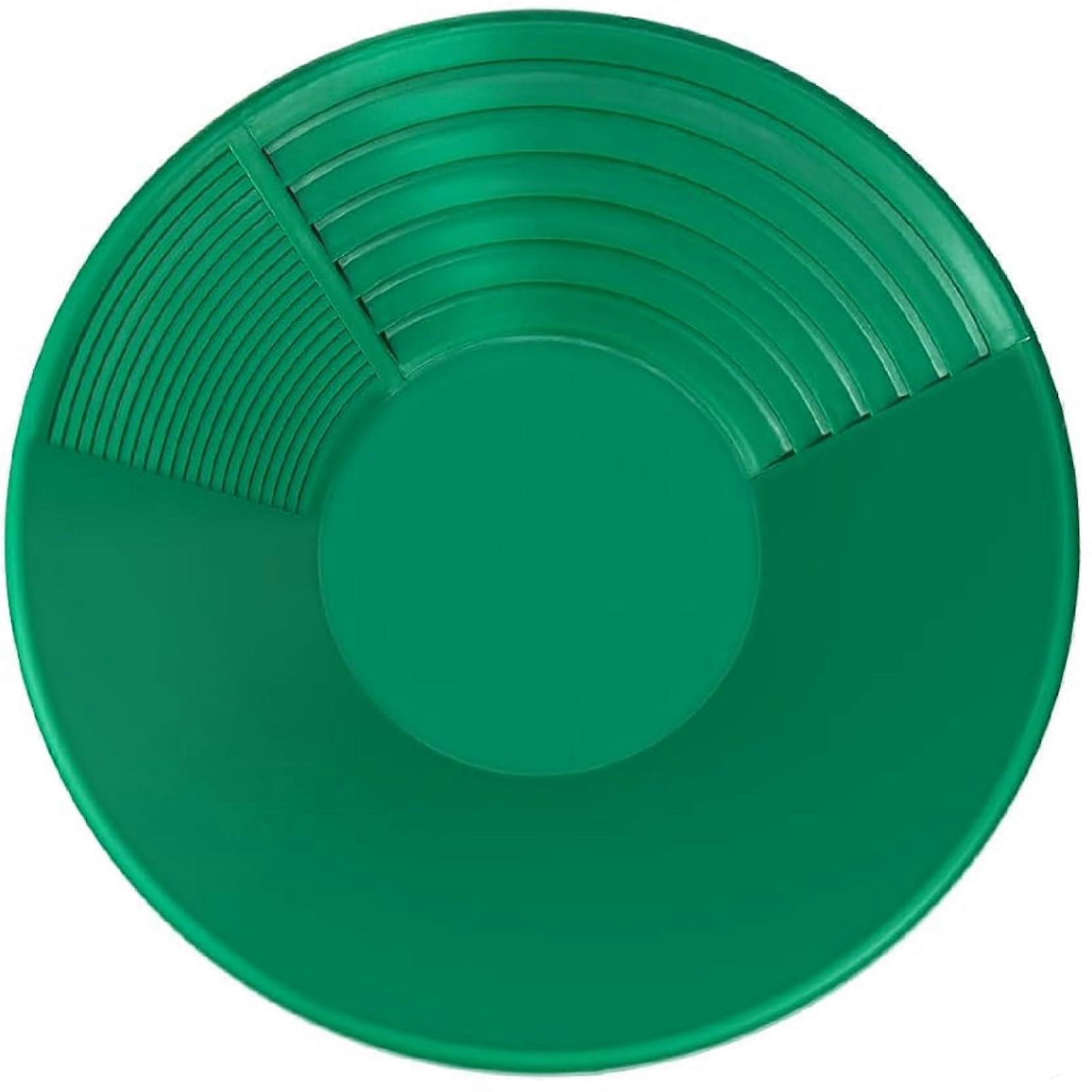 15inch Round Green Gold Pan with Ribs, Lightweight Manual Plastic Prospecting Tool, Gold Scraper, Gold Mining and Washing Kit.