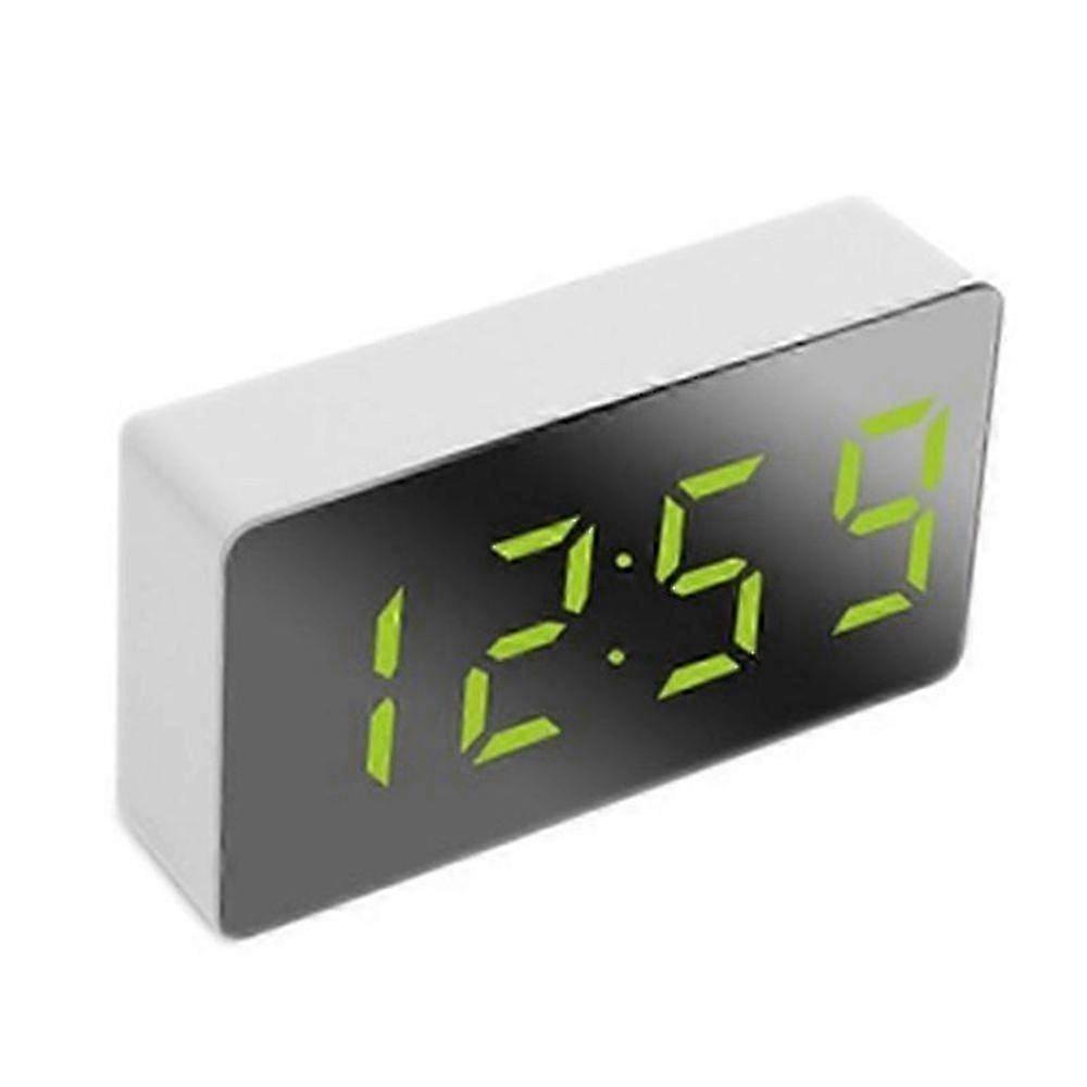 Mini Desk Alarm Clock Digital Mirror LED Temperature USB Bedside Table Travel Clocks for Bedroom Li jn