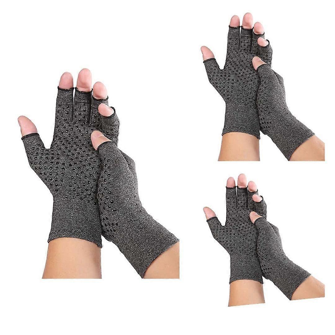 Arthritis Gloves 3 Pairs Medium Size, Breathable Compression Gloves With Silicone Dots For Rheumatoid Arthritis Relief