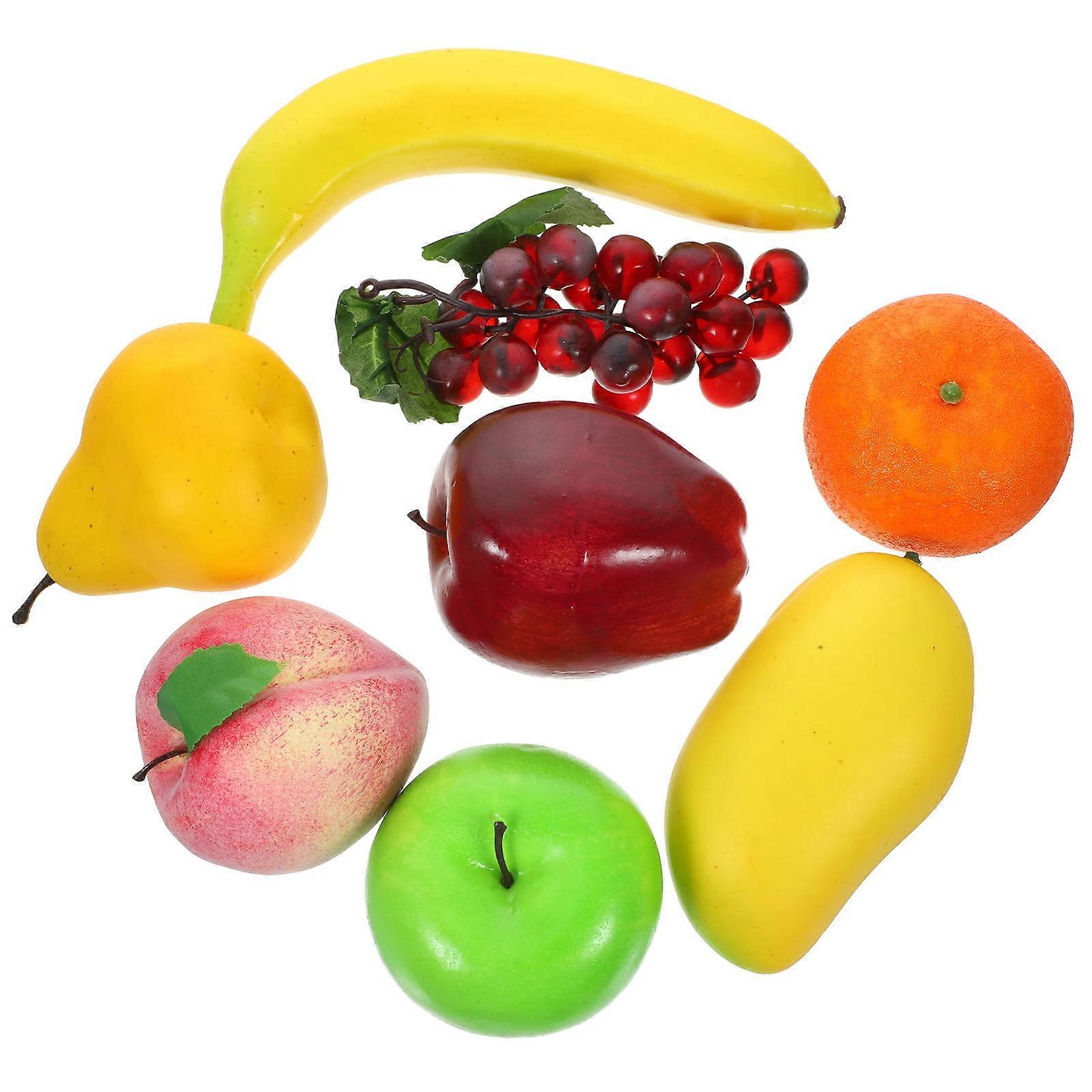 Simulation Fruit Props Artificial Fruits Model for Early Childhood Education Assorted Color Pvc Decorative 8Pcs