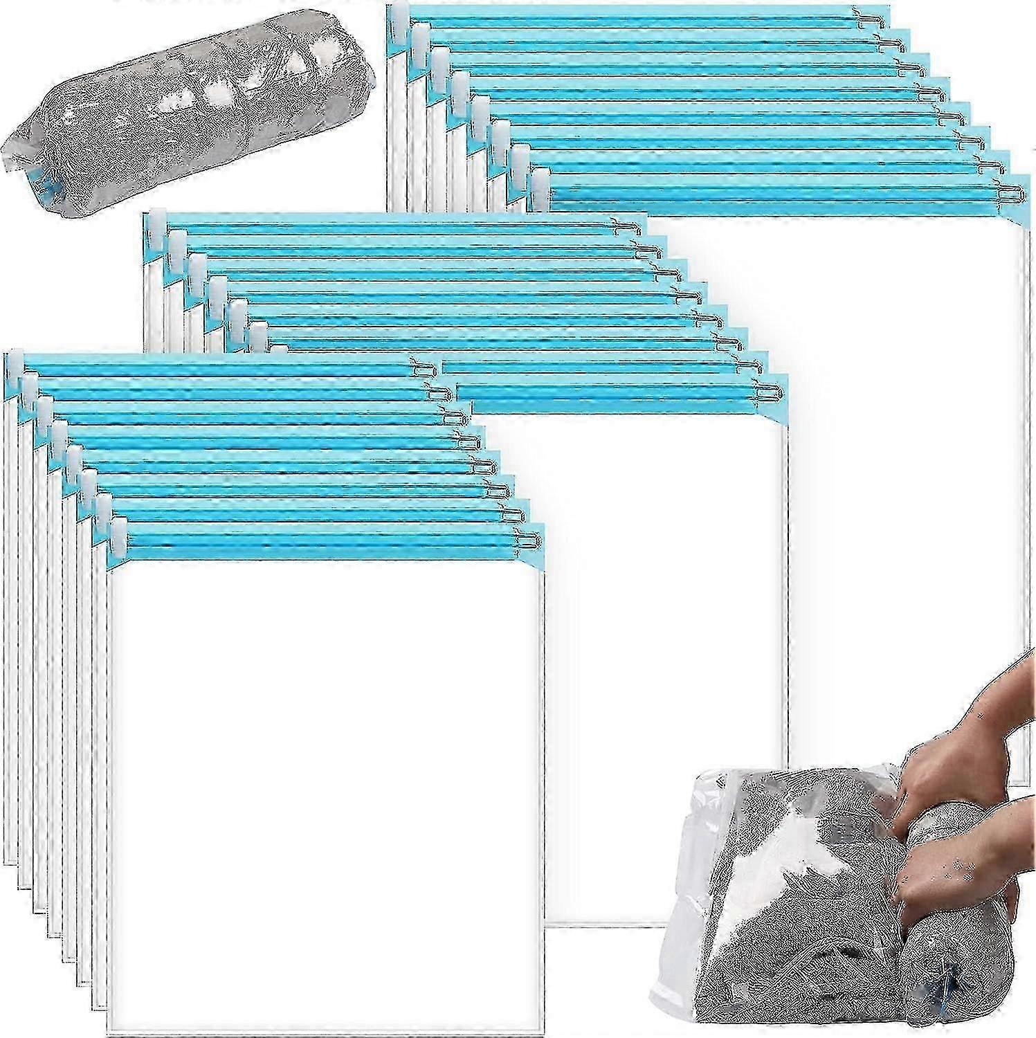 トラベルスペースセーバーバッグローリングコンプレッションバッグバルク、荷物の服を梱包用 - 24パック、8XLサイズバッグ付き