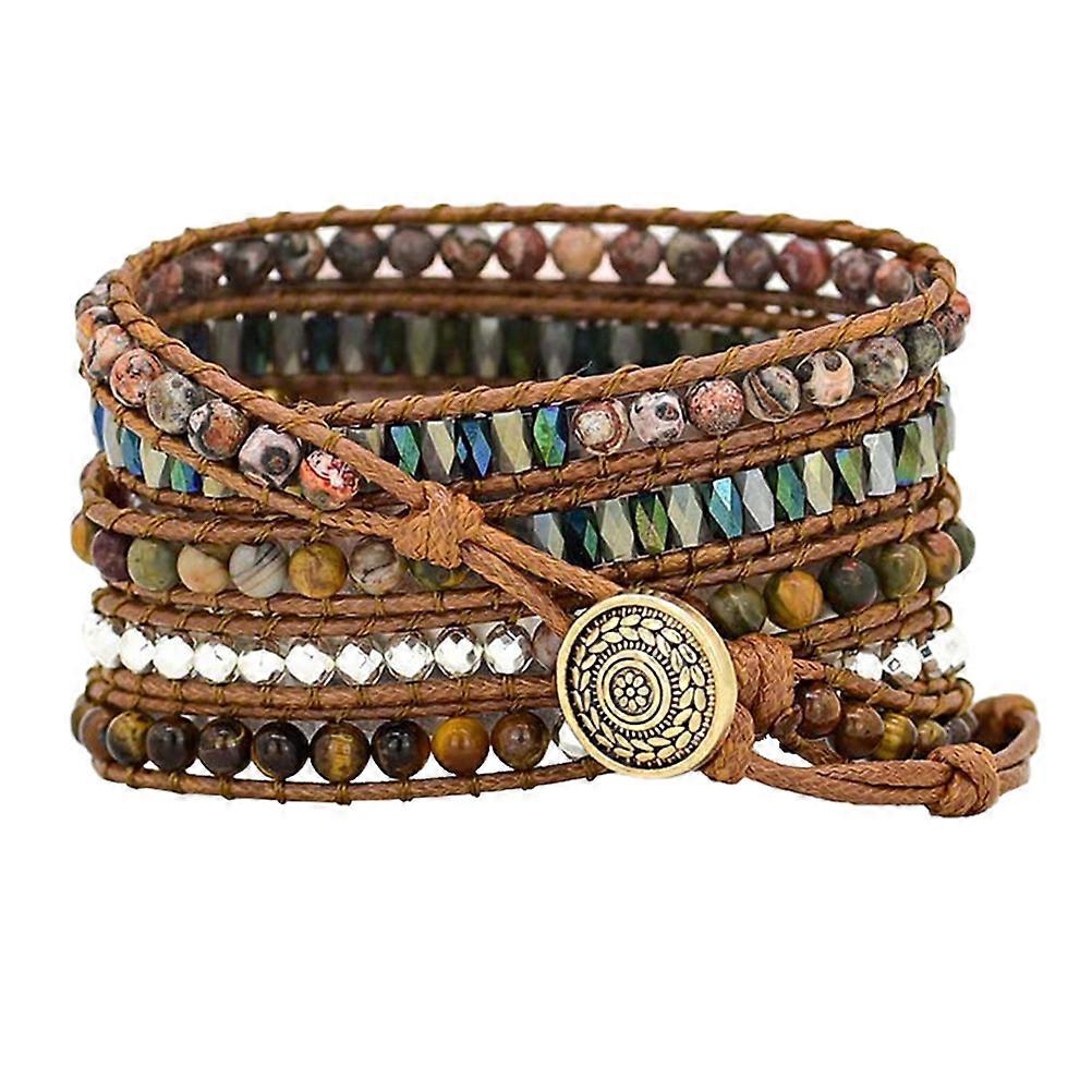Woven Beads Watch Strap Daily Use Wrist Watch Accessories Light Brown Durable Replacement Strap 1Pack