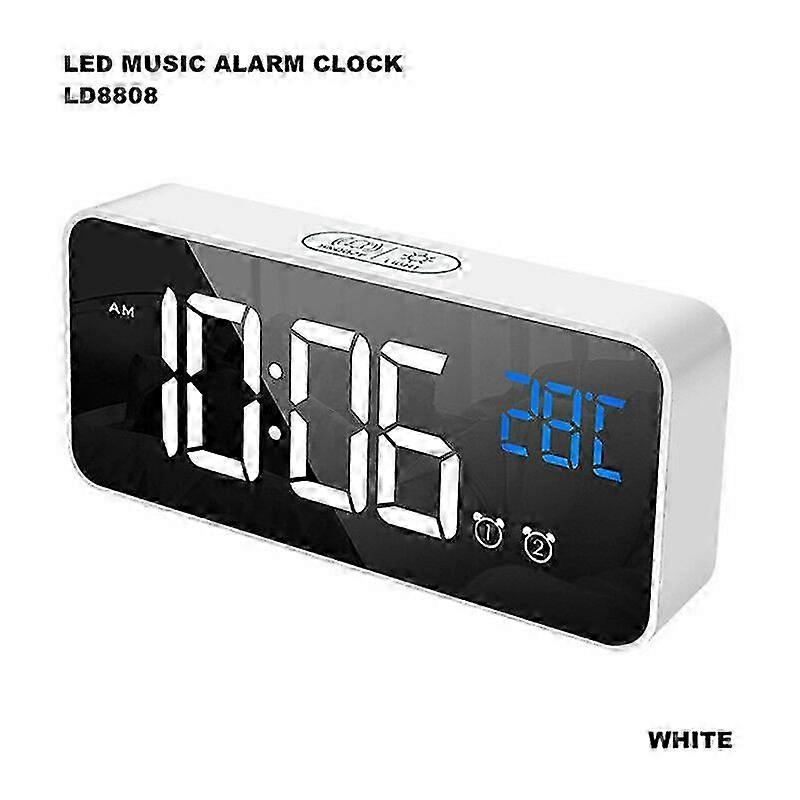 Digital Alarm Clock, Digital Morning Clock LED Mirror Alarm Clock Large Screen Temperature/Snooze/2 Alarms, Adjustable Brightness and Sound, Sound Act
