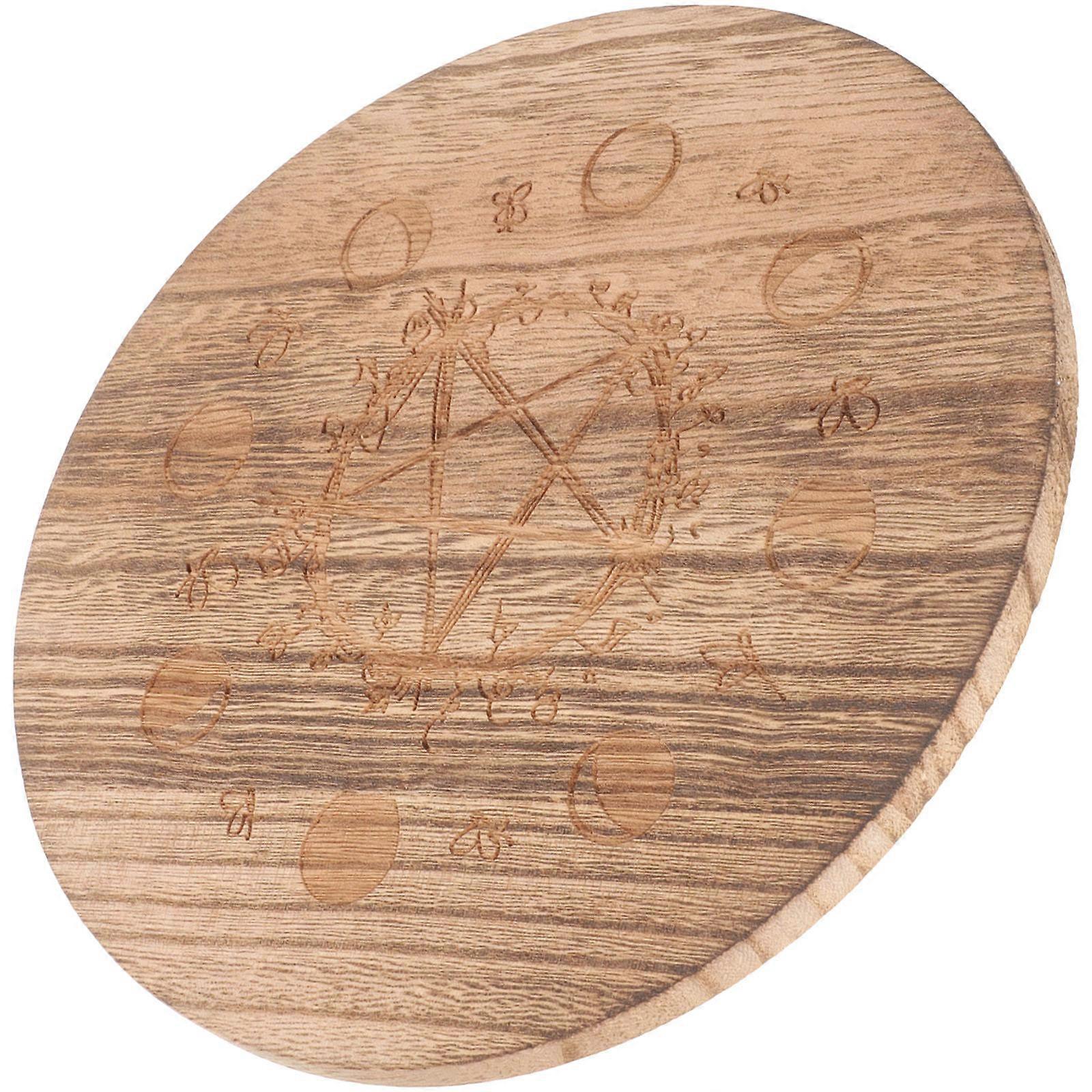 Table Decorations Pentagram Pattern Candle Holder Wooden Round Disc Khaki Rustic Decor 1Pack