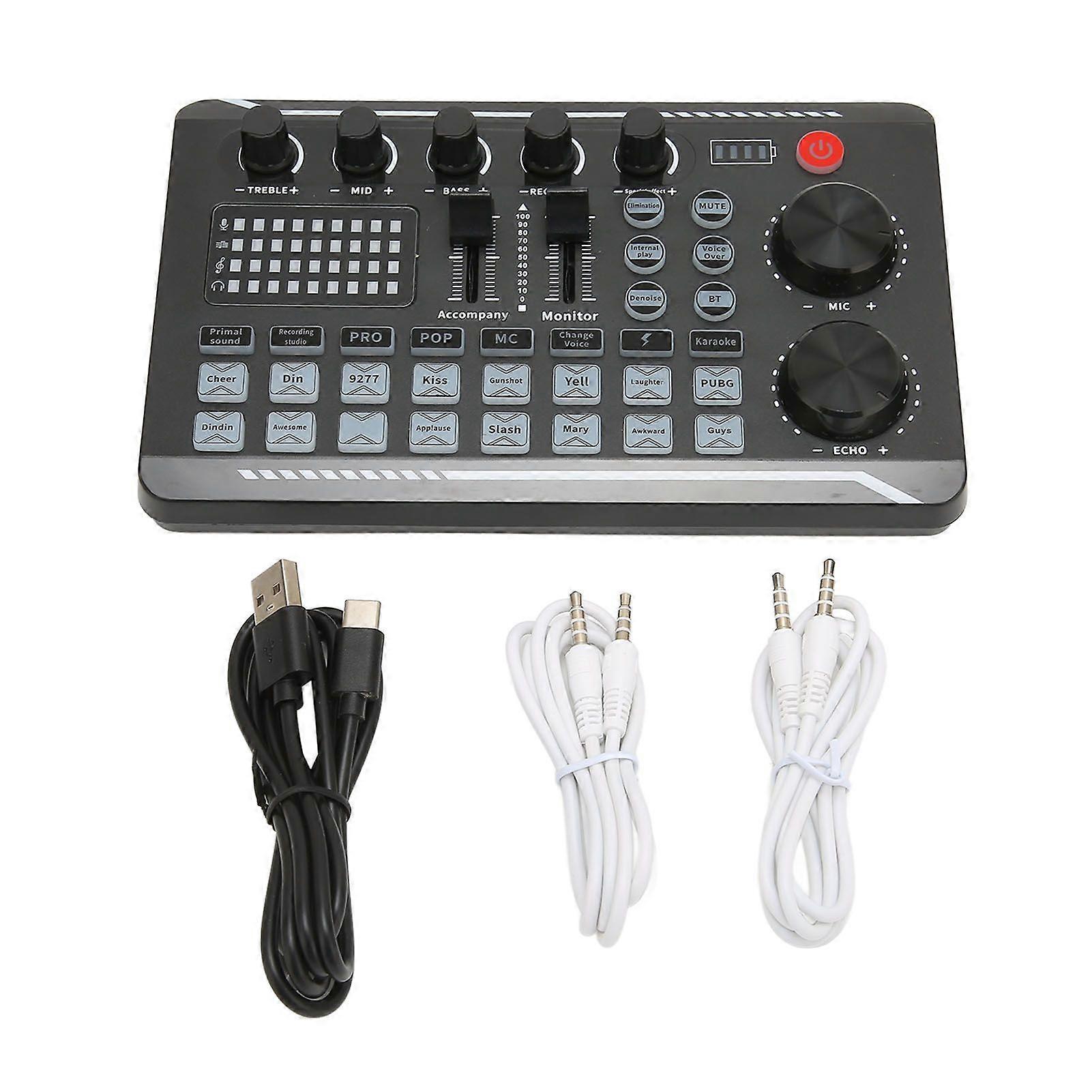 Sound Mixer Multiple Sound Effects Voice Change Live Broadcast Sound Card for Podcast Recording Streaming Home KTV
