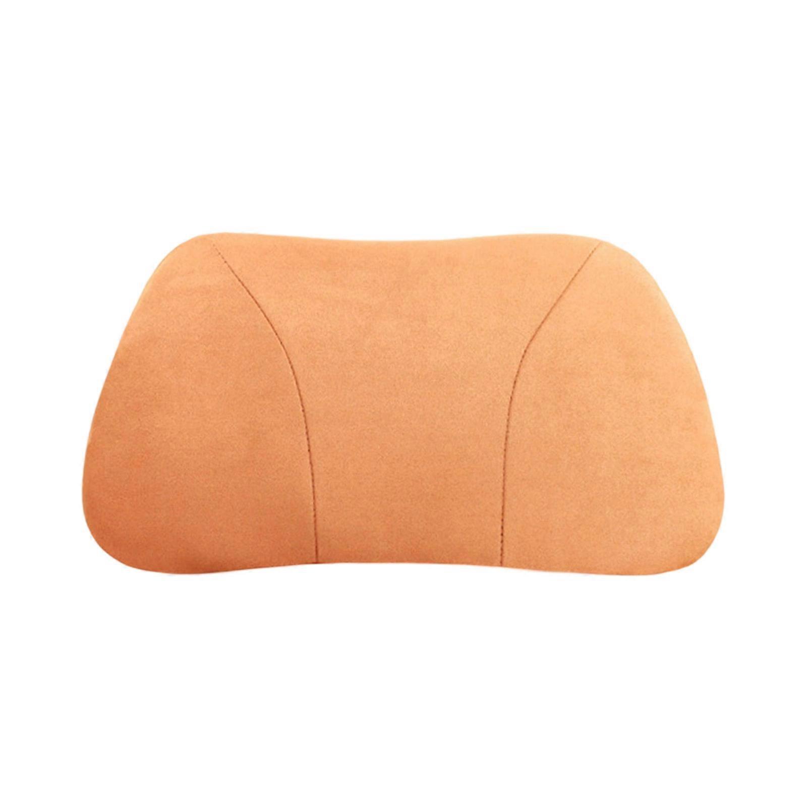 Breathable Orthopedic Back Cushion with Memory Foam for Long Sitting Comfort Work or Travel Cognac
