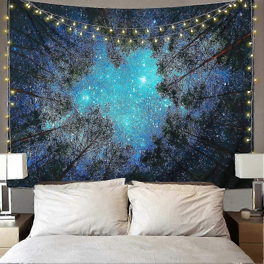 Forest Starry Tapestry Galaxy Tapestry Wall Hanging Blue Wall Tapestry