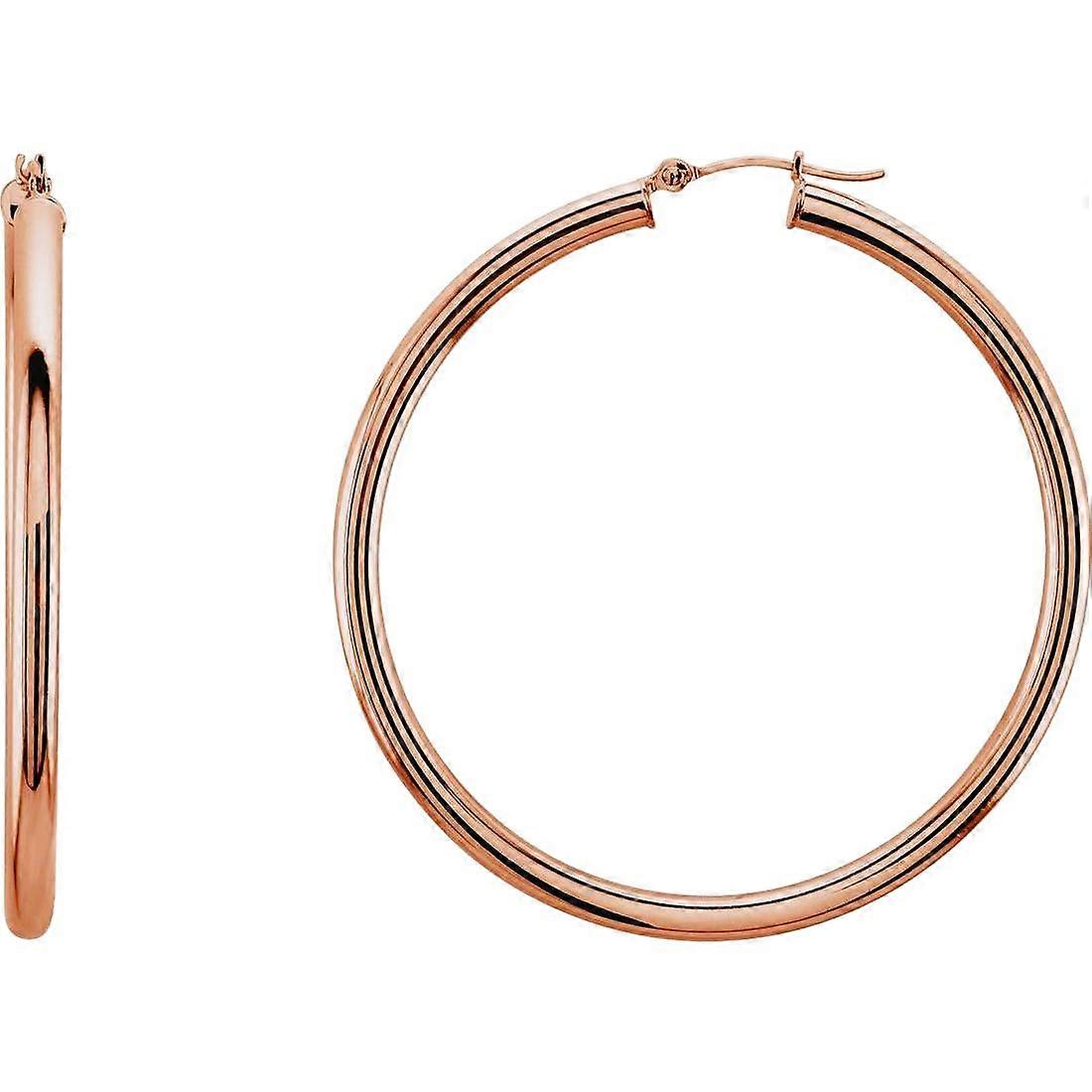 14k Solid Yellow Gold Polished Tube Hoop Σκουλαρίκι-Στεφάνι-Σκουλαρίκι για Γυναίκες