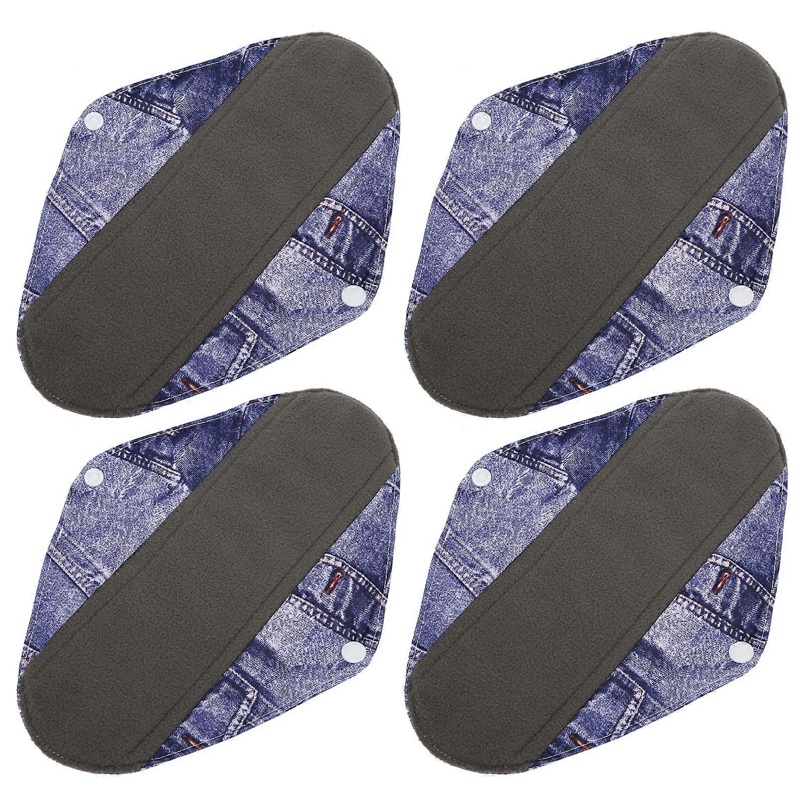 4Pcs Reusable Bamboo Charcoal Cloth Sanitary Pads 18x25cm Y01