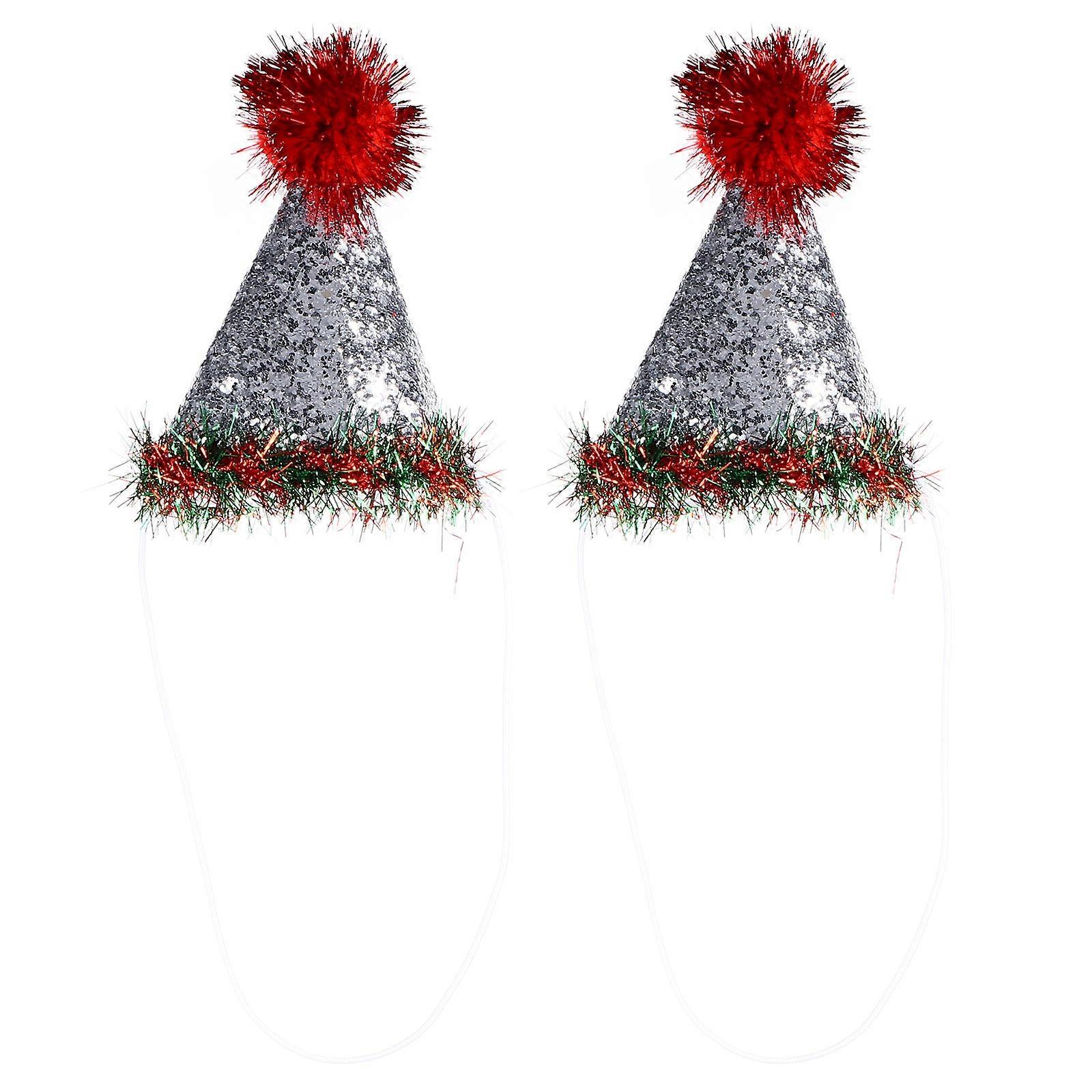 Festive 2Pcs Pet Christmas Party Hats Accessory For And Birthday Visits Featuring Comfortable And Cats
