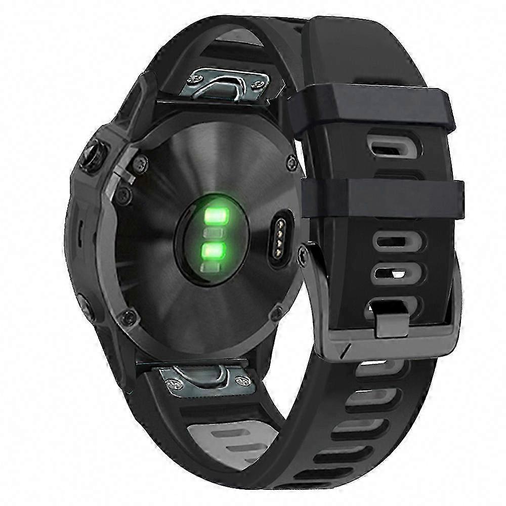 26mm Silicone Watch Band for Garmin Tactix 7 Pro, Fenix 7X, 6X Pro, 5X Plus - Dual-Color Wrist Strap