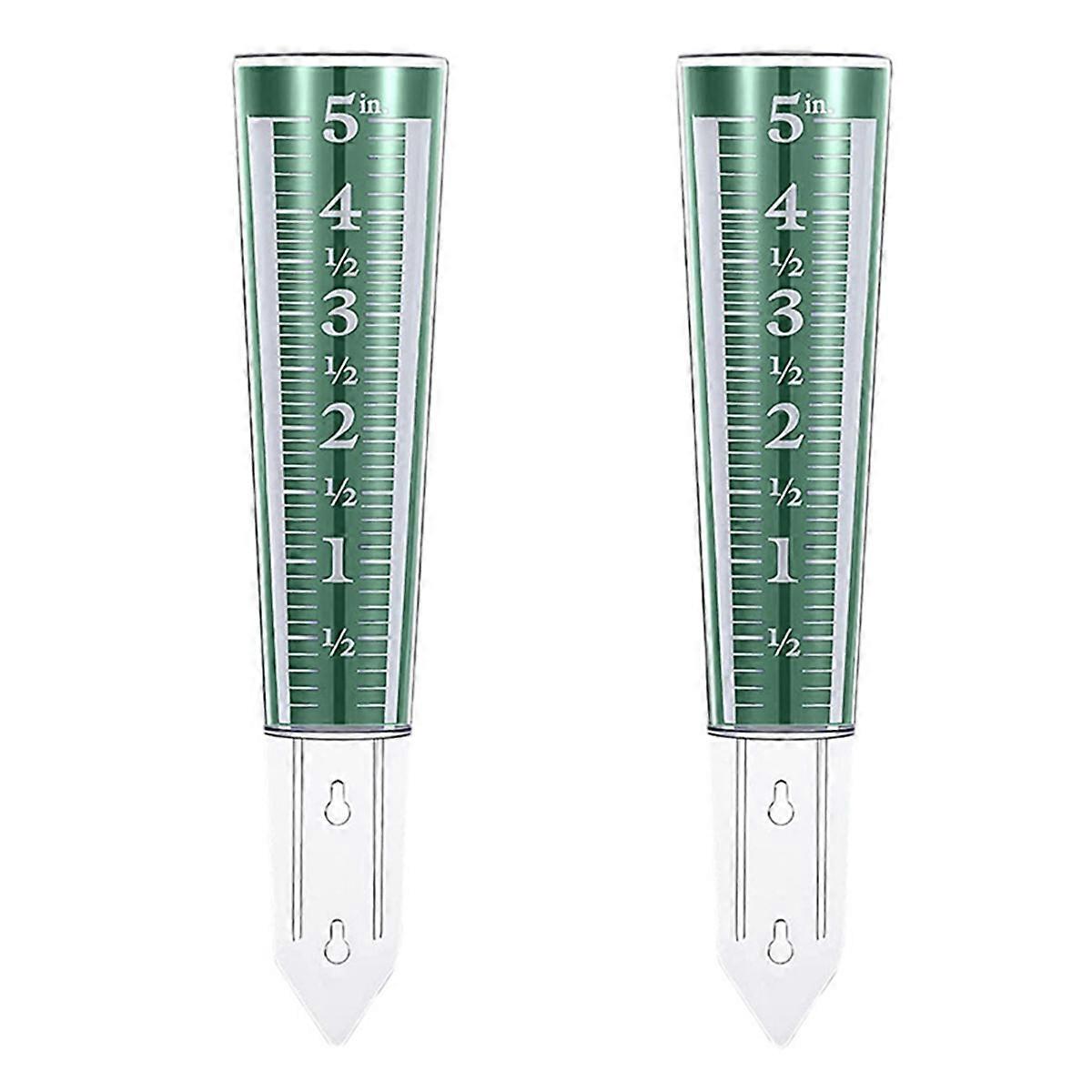 5 Inch Capacity Rain Gauge Outdoor Rain Gauge with Magnified Scale and Numbers for Garden Patio Yard 2Pack Green