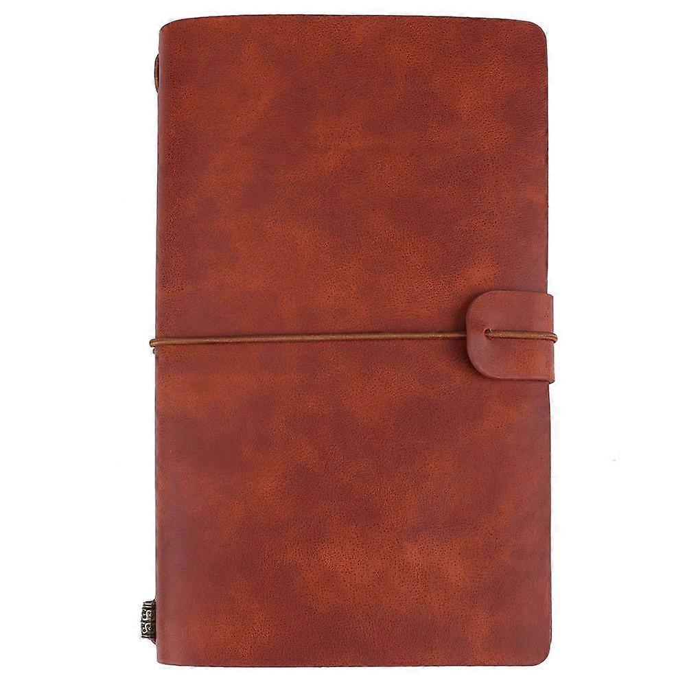 Classic PU Leather Travel Notebook Personalized Journal Diary Refillable Notepad (Brown)