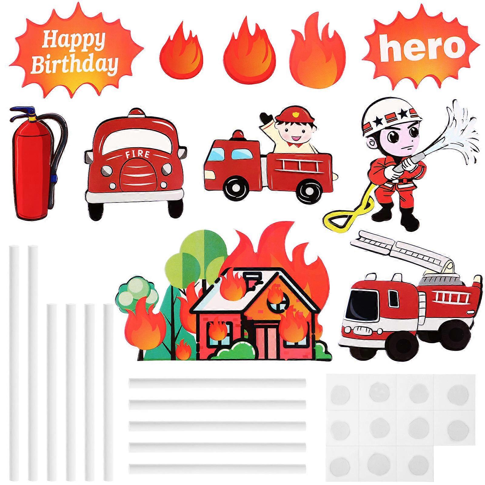 Firefighter Cake Decorations Hemoton for Cake Decoration 44Pcs