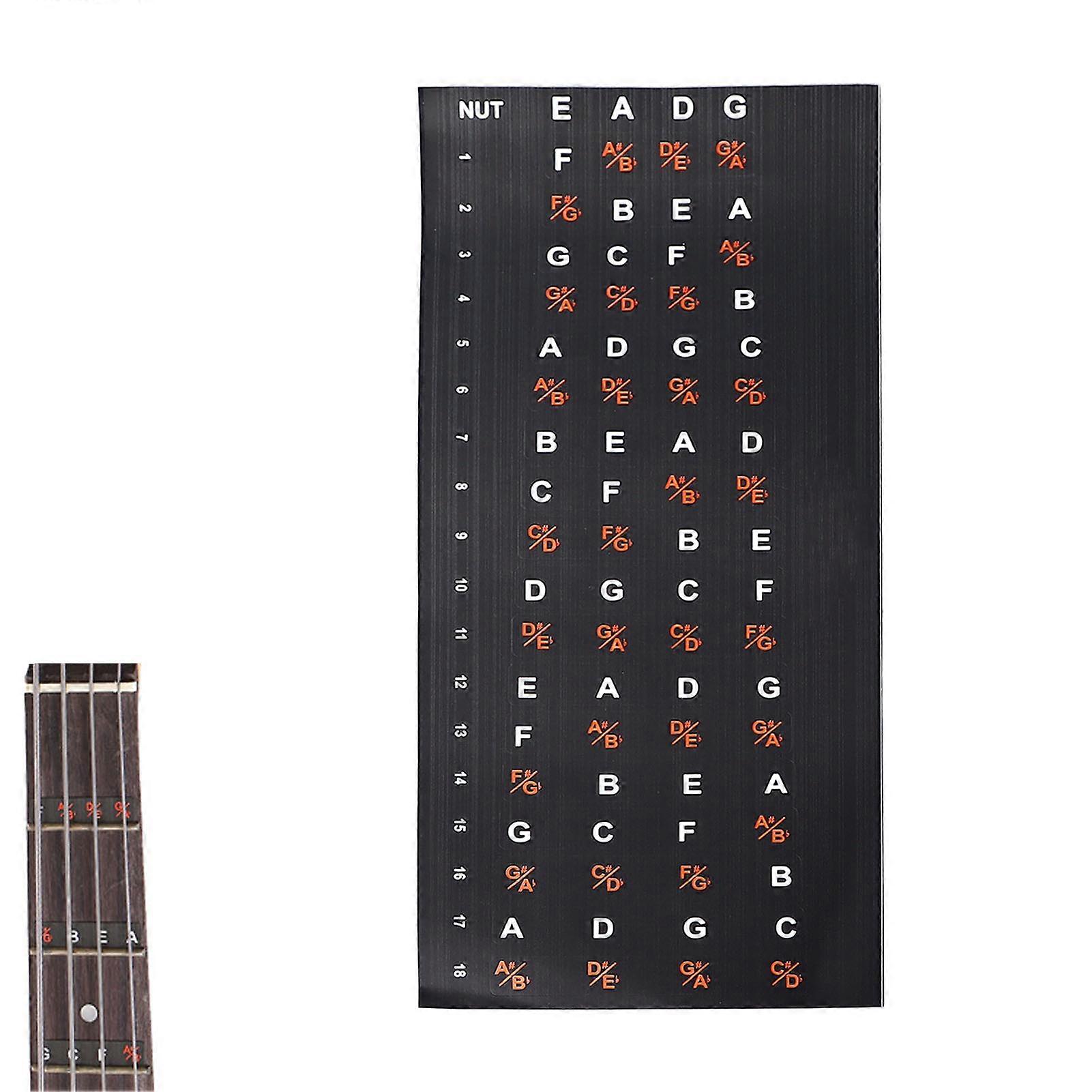 Bass Guitar Fretboard Sticker 4-String Chord Note Finger Guide