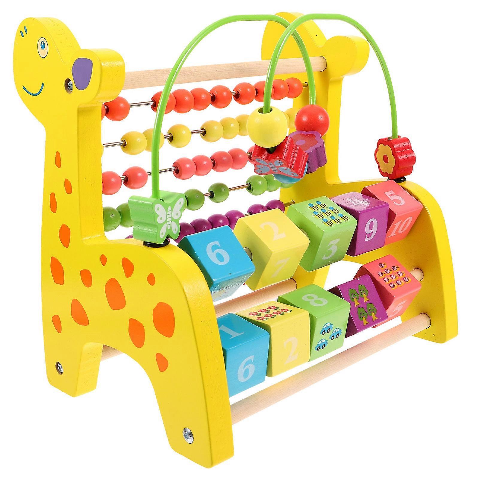 Kids Counting Tool Bead Calculation Frame For Everyday Play 8.7X8.7X7.1IN Wood 1Pcs