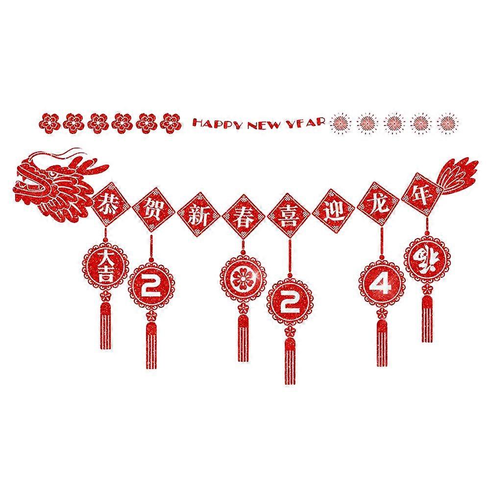 Spring Festival Decals Static Window Clings for Decor 1Set Red PVC Stickers