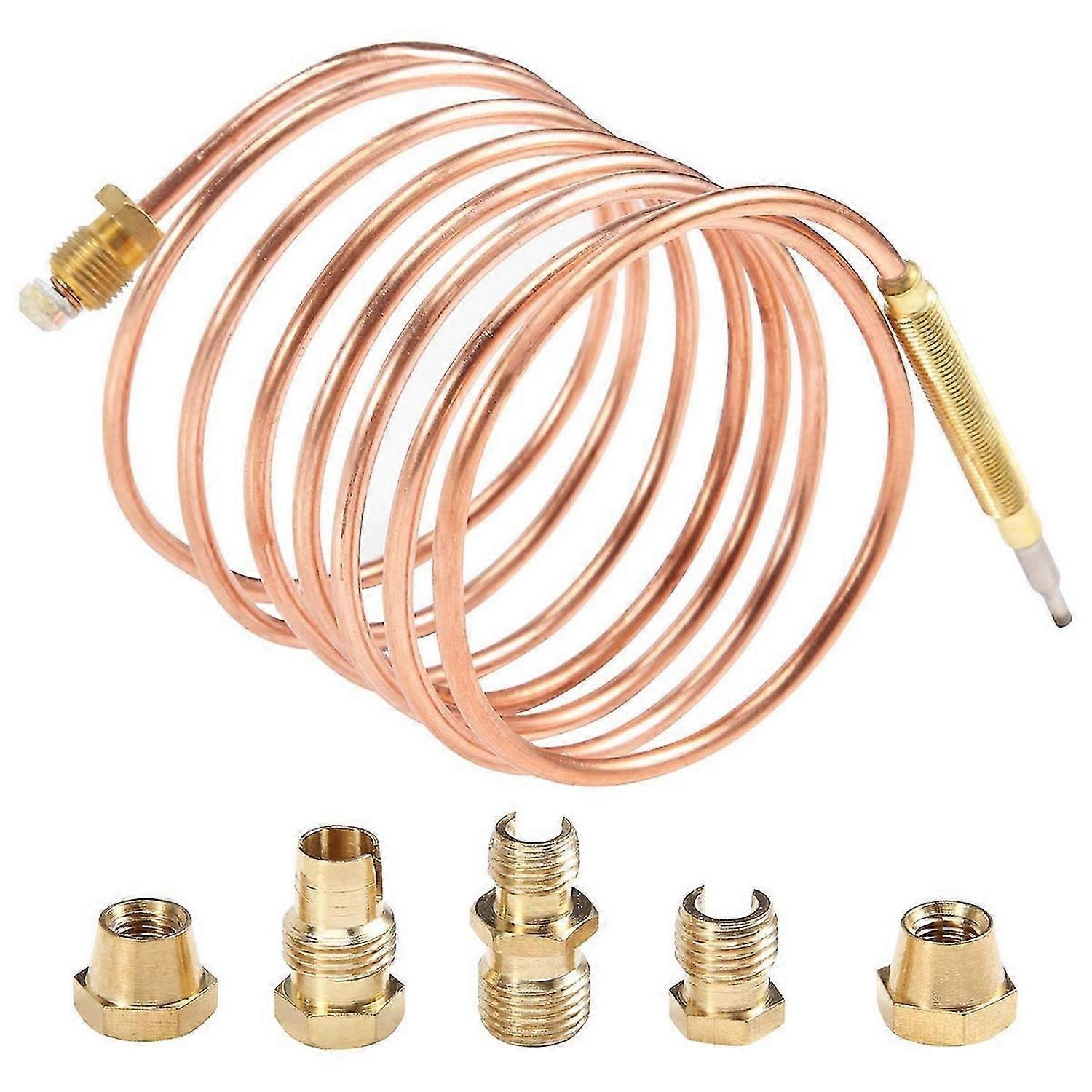 1500Mm Gas Stove Universal Thermocouple Kit M6X0.75 with Overflow Nut (Five) Replacement Thermocoupl