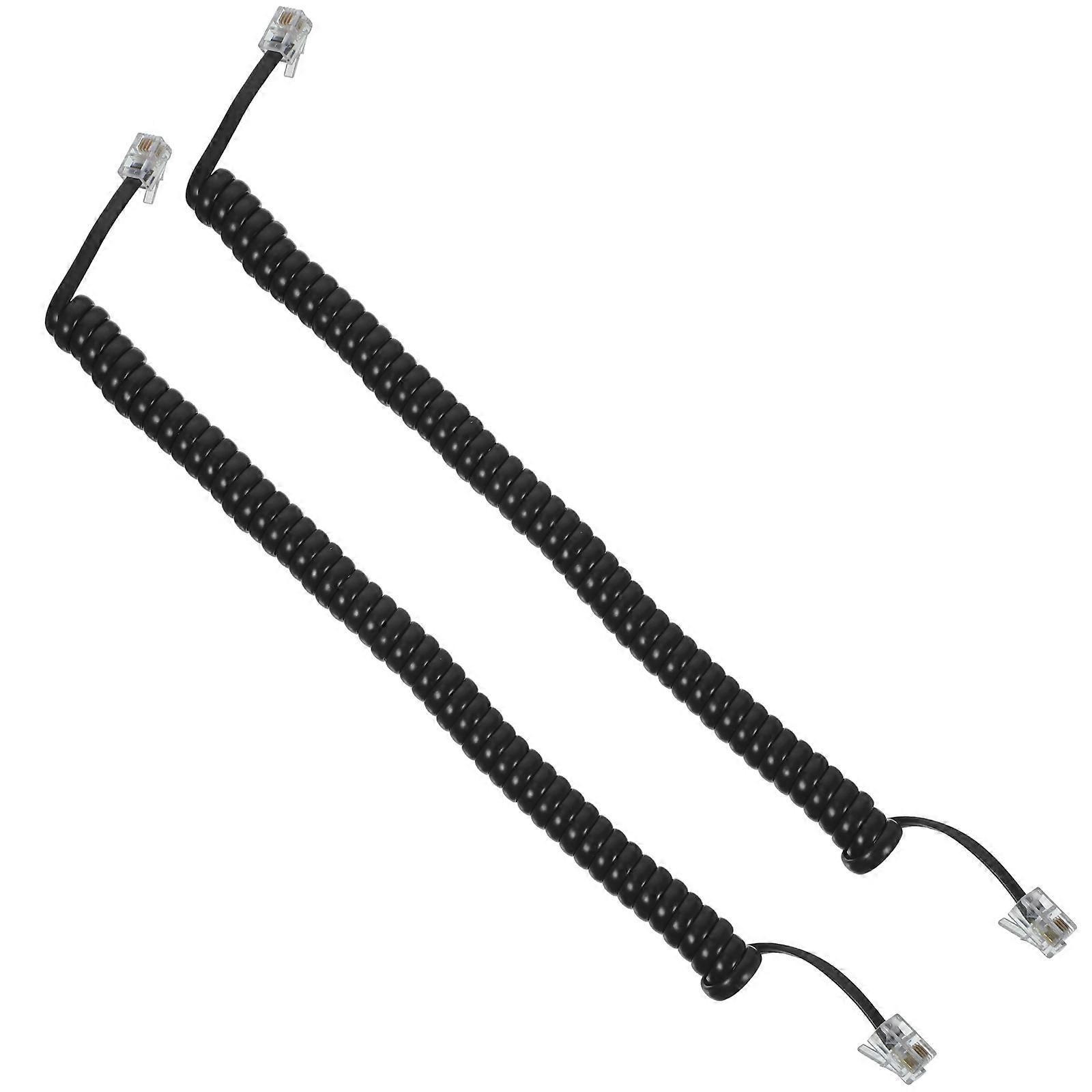 Black Cord Telephone Cord for Telephone 2Pcs Coiled Strong Material