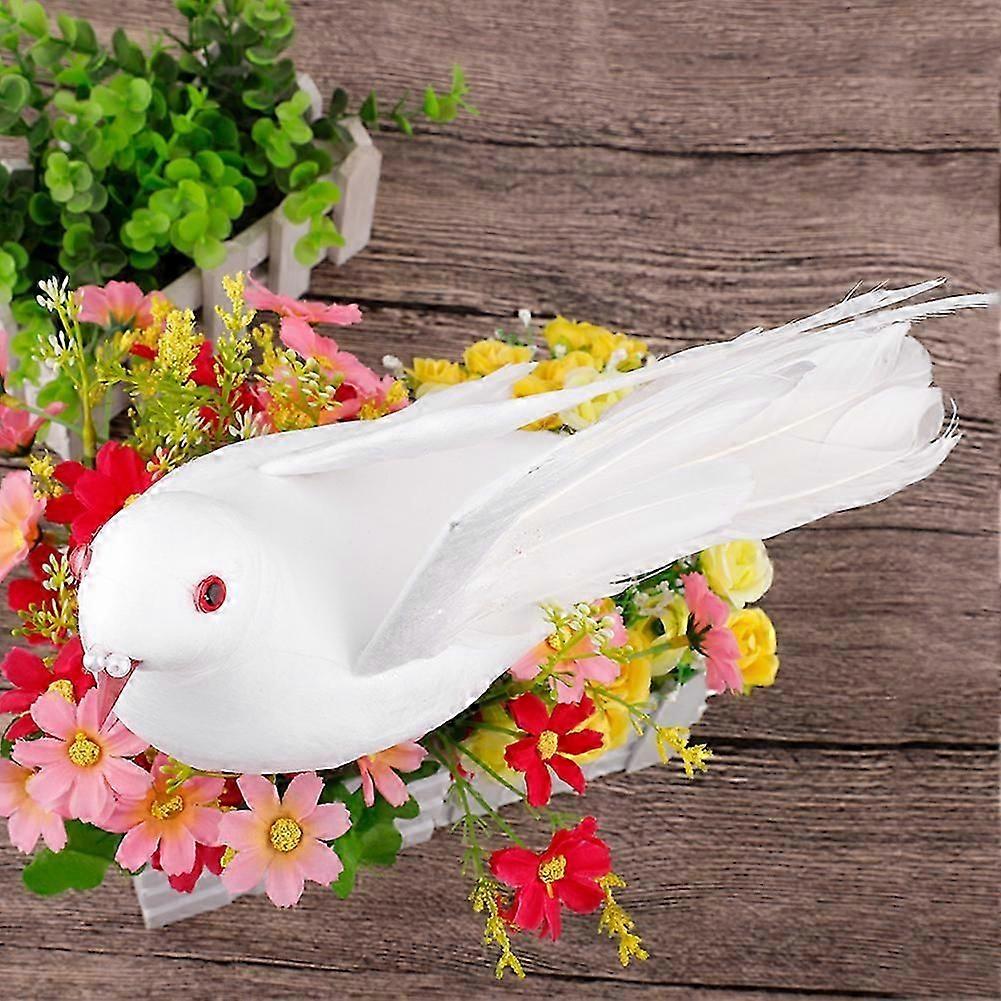 Realistic Feathered Doves with Metal Clip for Christmas Decor