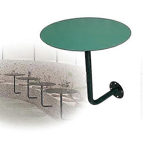 Wall Mounted Coffee Table with L Shape Metal Leg, Industrial Iron Bistro Side Table for Small Spaces - Green, Dia 35cm