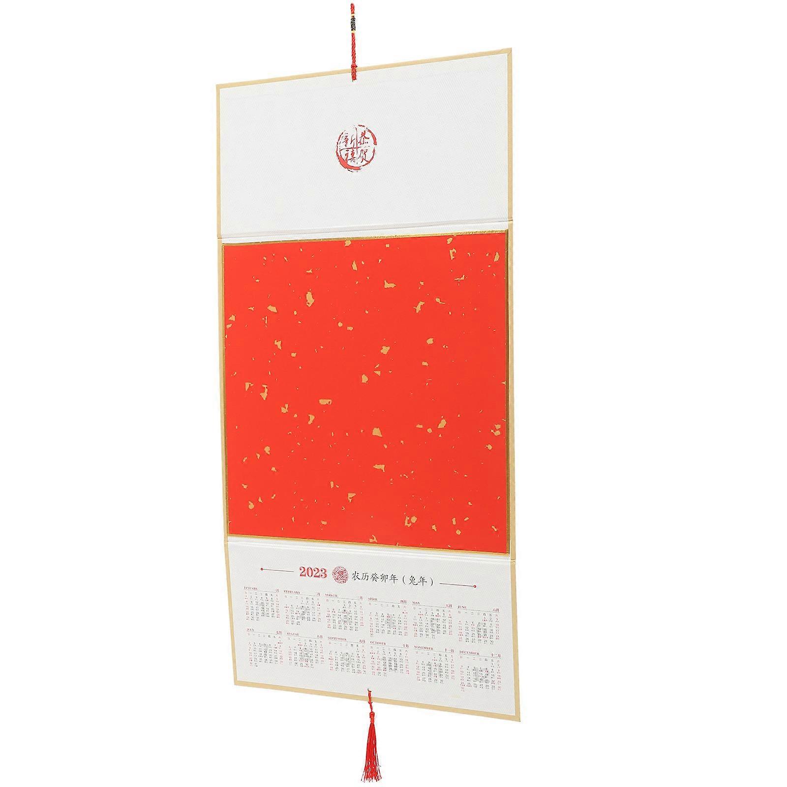 Rabbit Year Calendar Chinese Lunar Calendar for Decoration 1Set Foldable Style