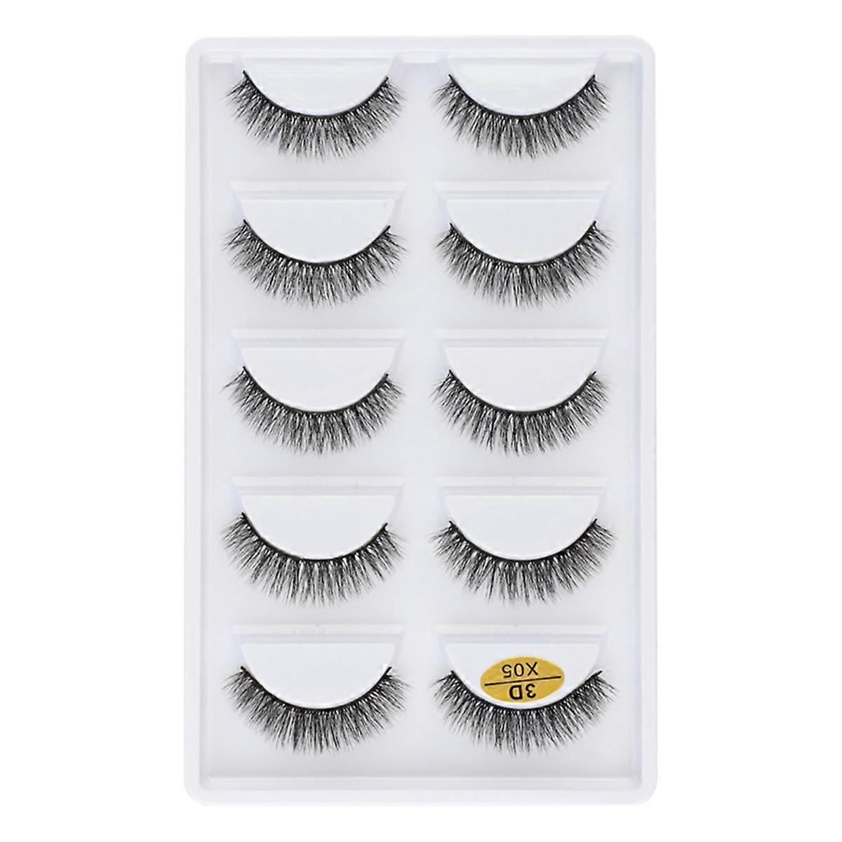 3DX-05 5 Pairs Natural Soft 3D Handmade Fake Eye Lashes Faux