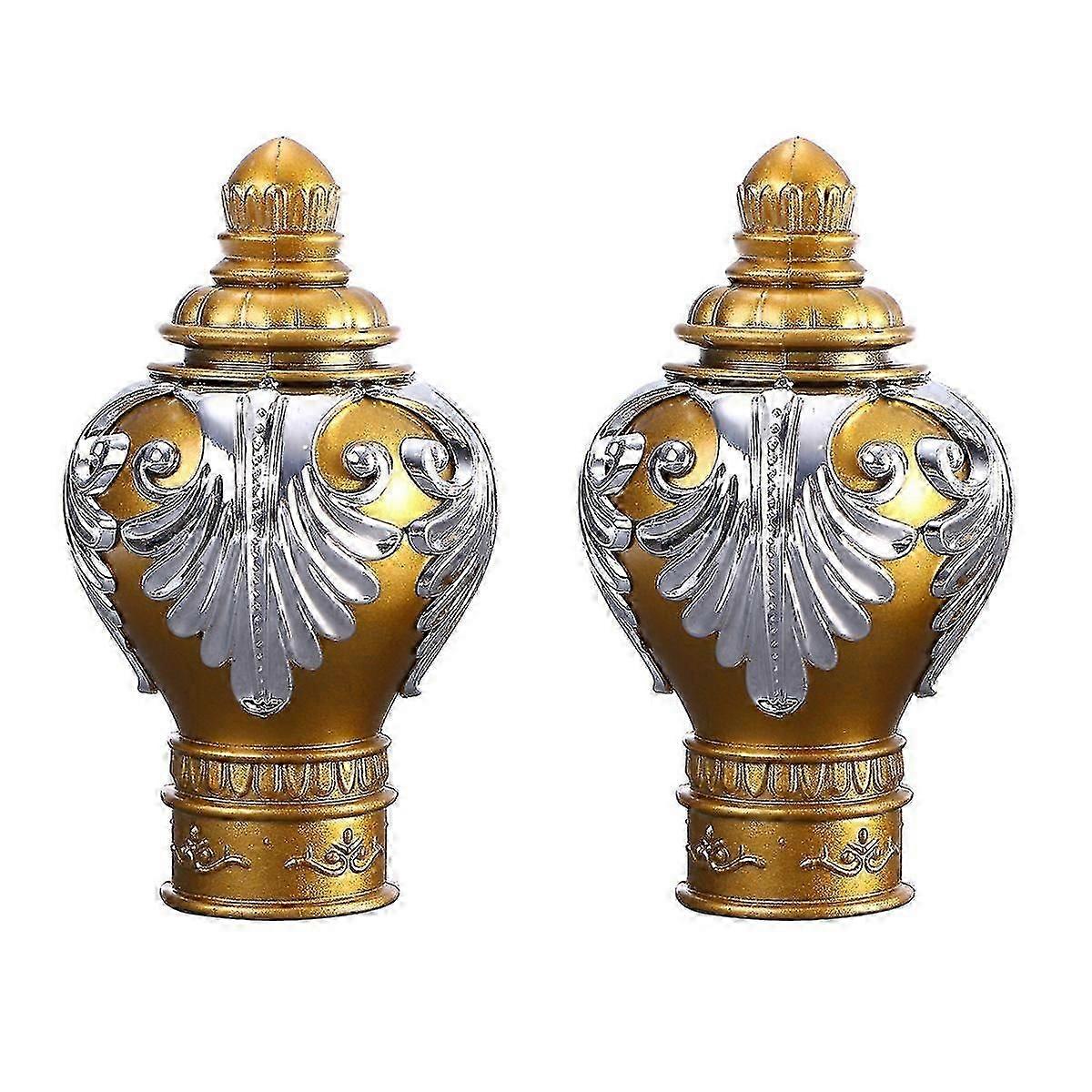 2pcs Rome Pole Curtain Rod End Decoration For Bedroom Living Room 28mm (gold)