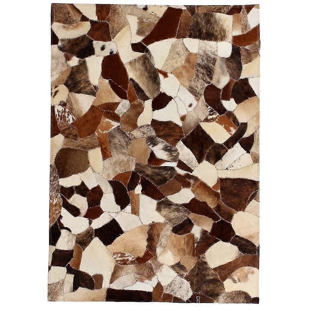 Rug Genuine Leather Patchwork 80x150 Cm Random Brown/white