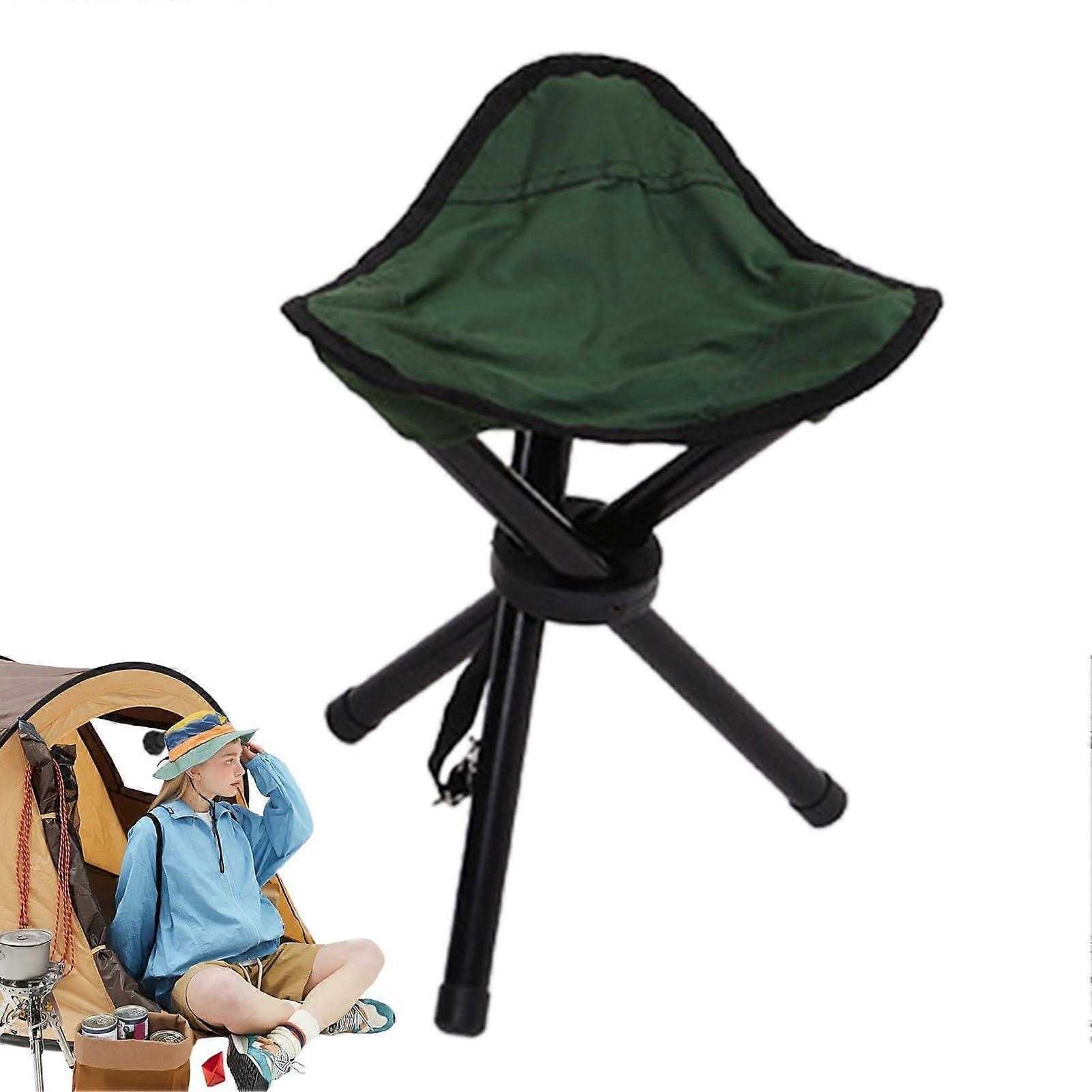 Foldable Camping Stool Triangular Fishing Seat Lightweight Portable Folding Chair With NonSlip Feet For Outdoor Green