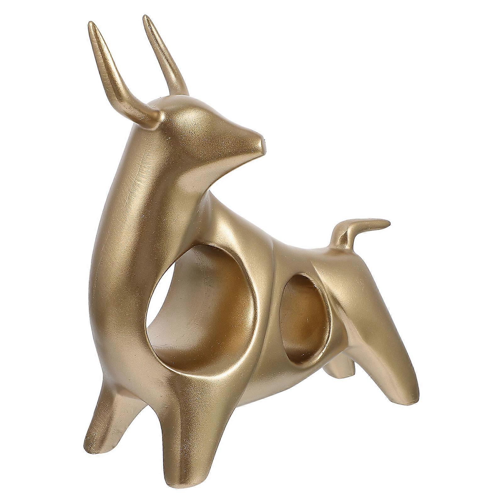 Resin Bull Adornment Decorative Cattle Ornament 2Pcs Set