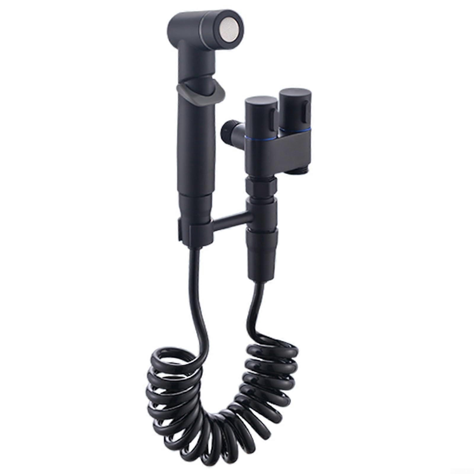 Handheld Bidet Sprayer For Toilet 1 In 2 Out Dual Control Valve 1 In 2 Out Washing Machine And Toilet Taps Black