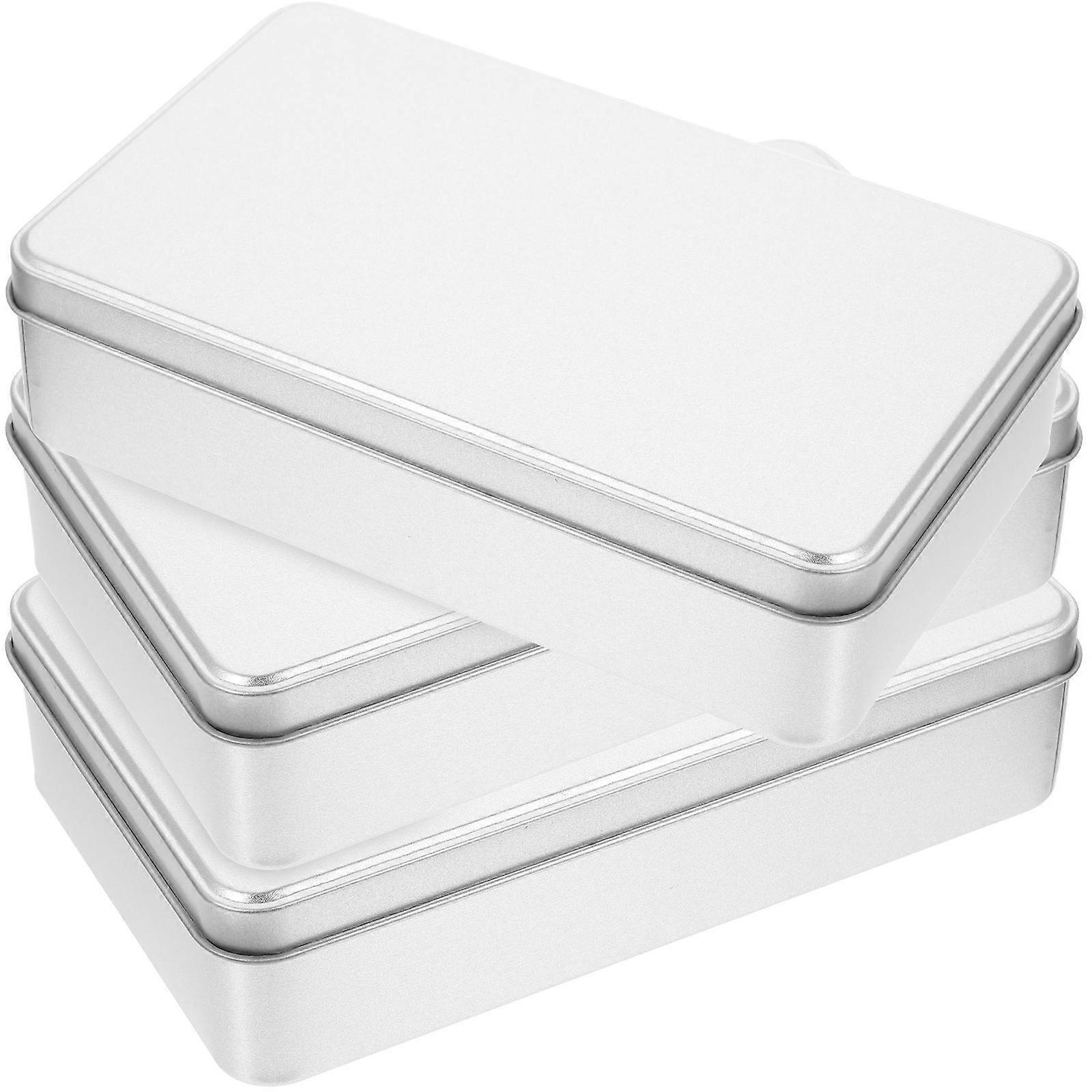 Compact Silver Tin Plate Box With Lid For Families Home Storage And Gift Giving 6 Pcs Sturdy And Sealing Design