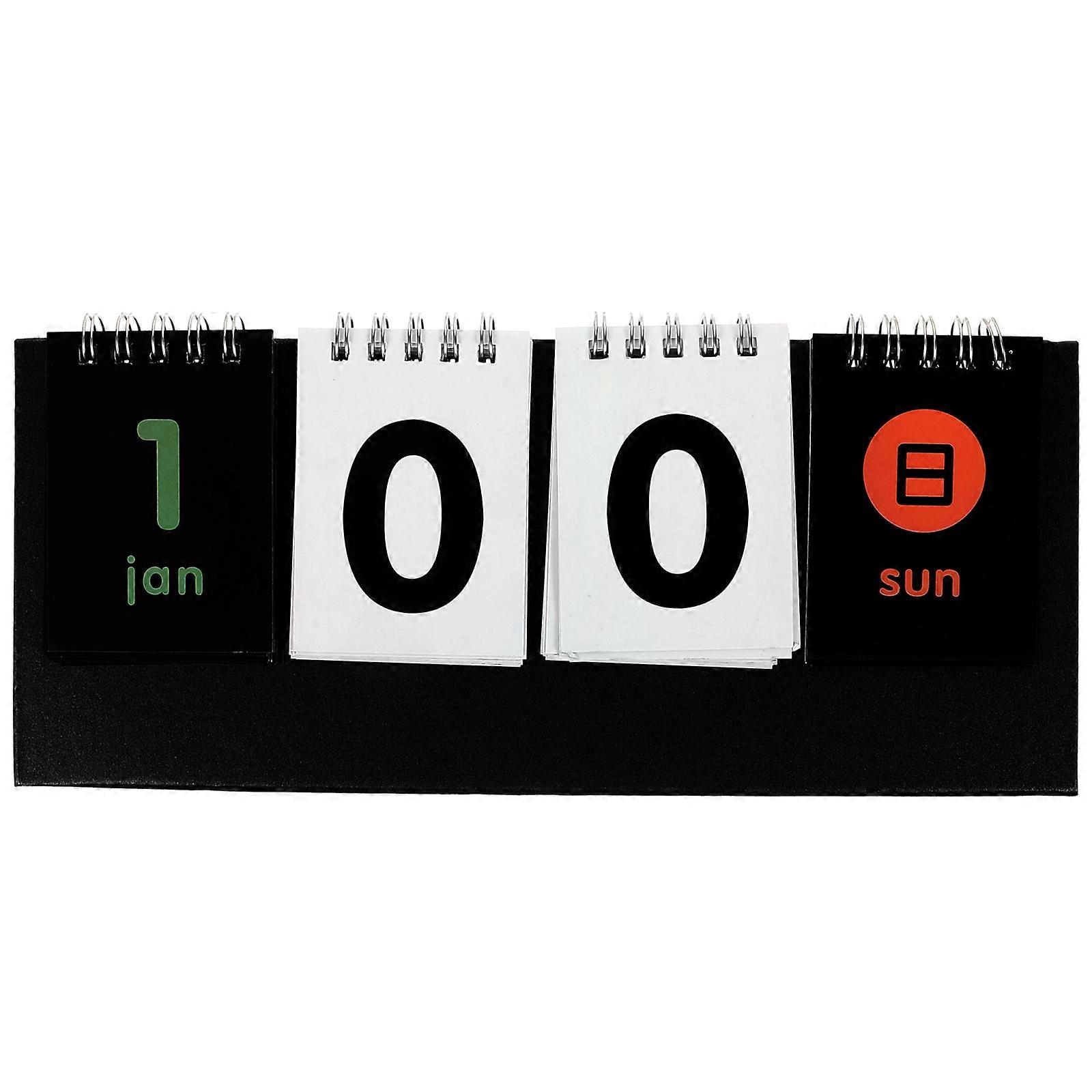 Modern Calendar Desk Calendar for Counting Time 2Pcs Black Reusable Perpetual