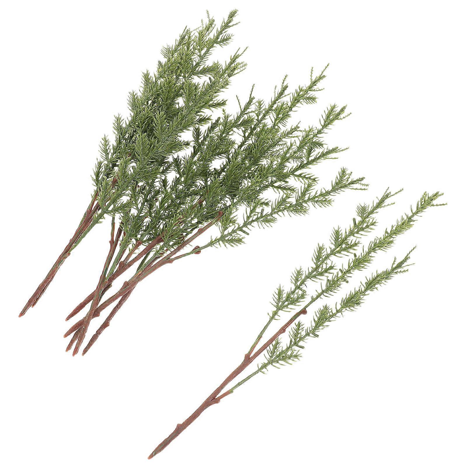 Green Artificial Pine Needle Branches Faux Stems for Decoration 24Pcs