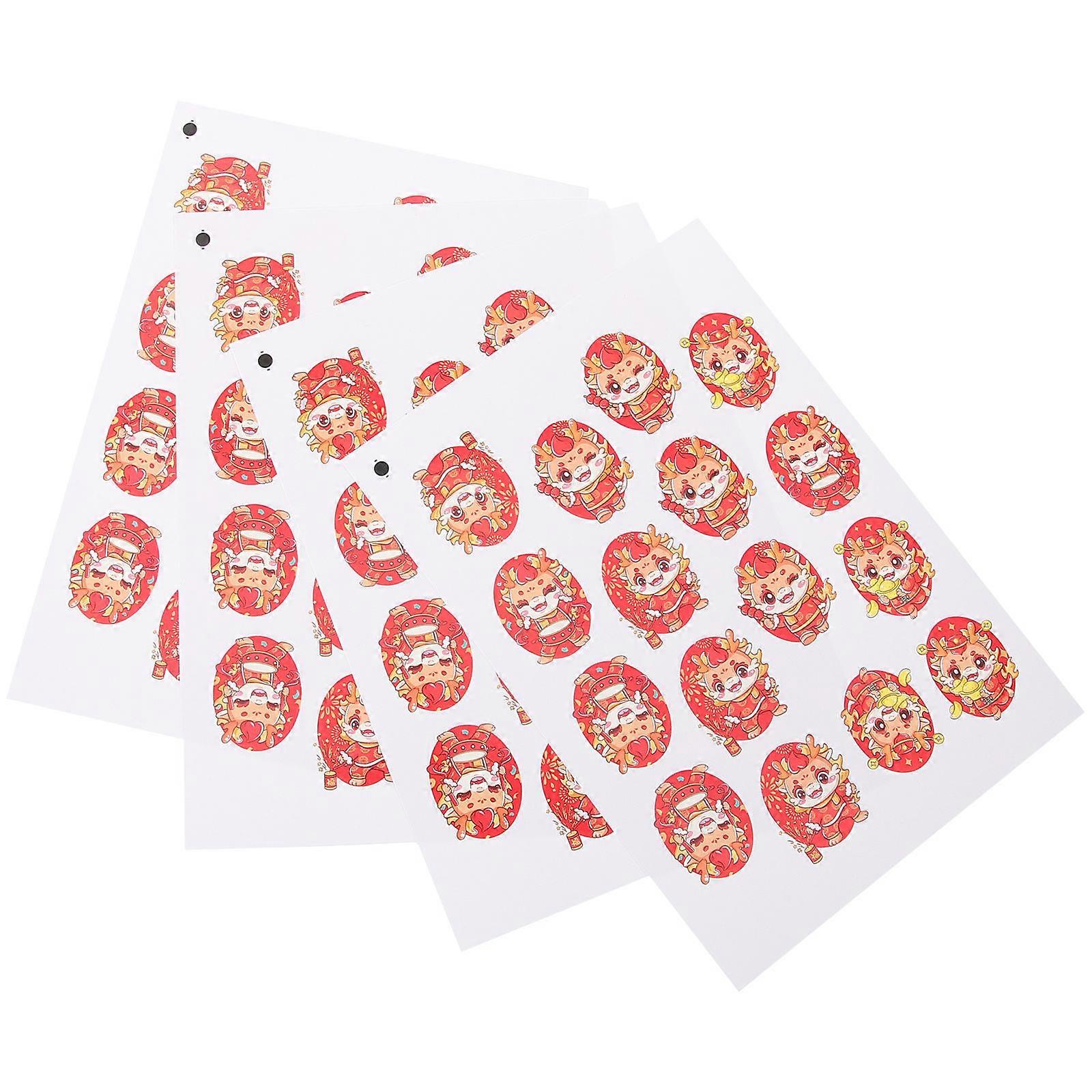 Spring Festival Decorative Stickers 12 Sheets for New Year Party Gift Packaging Labels in Vivid Red