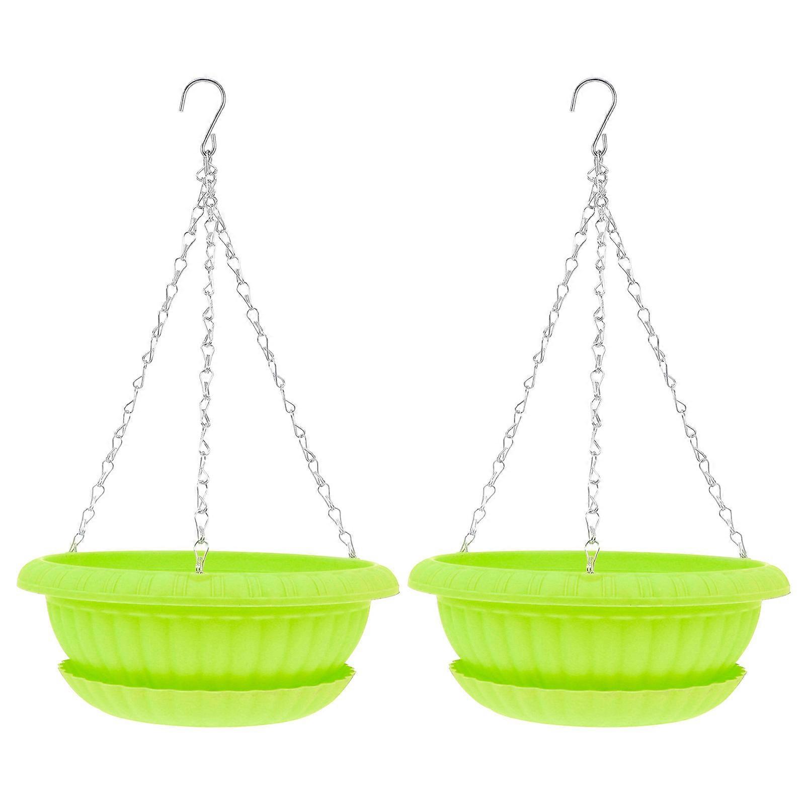 Hanging Flowerpot Plant Container for Storage 4Sets Plastic Green