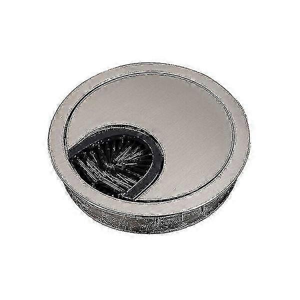 Cable Grommet/Cable Duct/Feed-Through with Brush for Desk, Table and Countertop | Set of 1 | Design: Chrome | Diameter: 60 mm | Material: Metal Hy