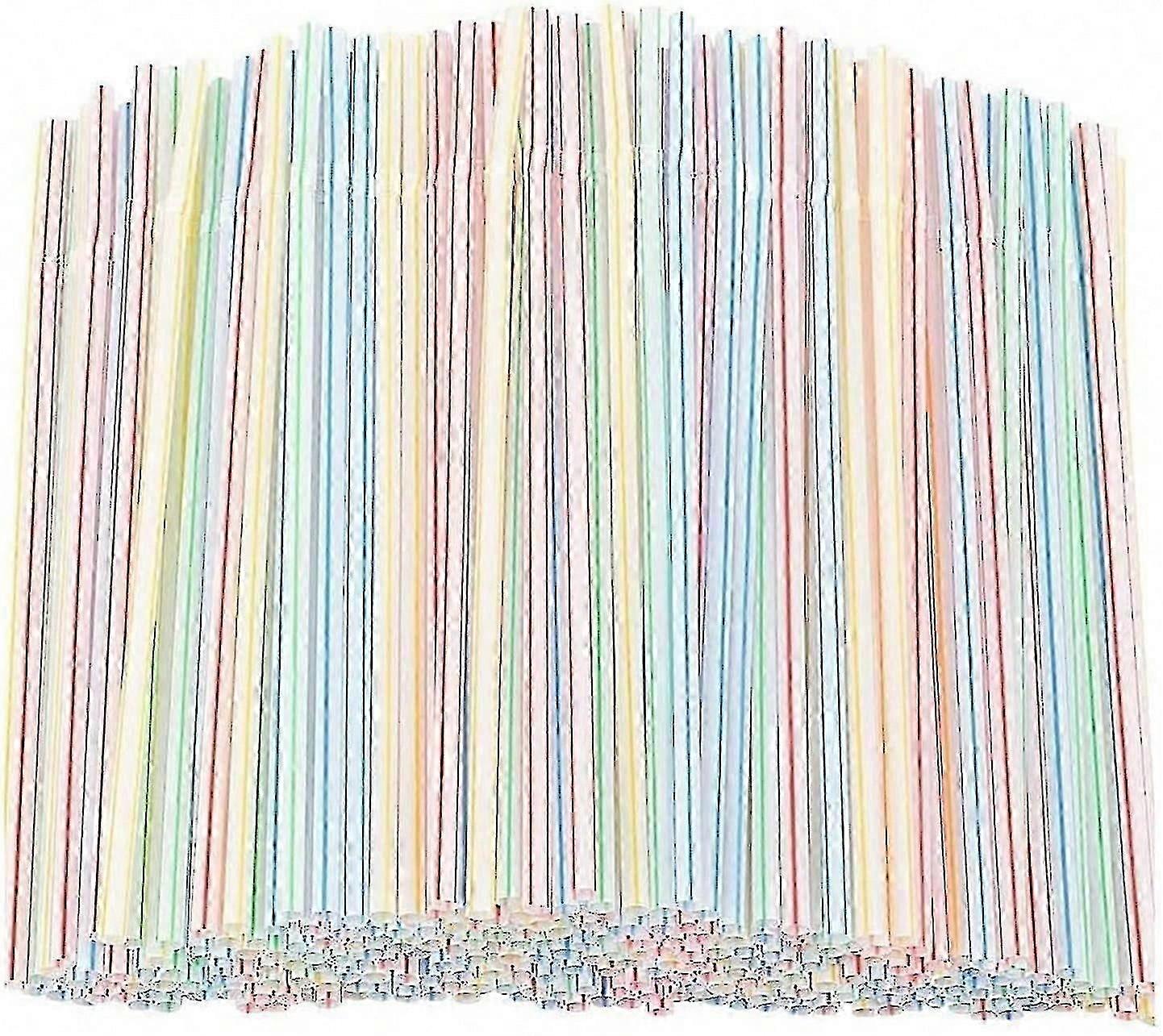 Reusable 24cm Plastic Straws - 100pc Multicolor Set for Cold Drinks