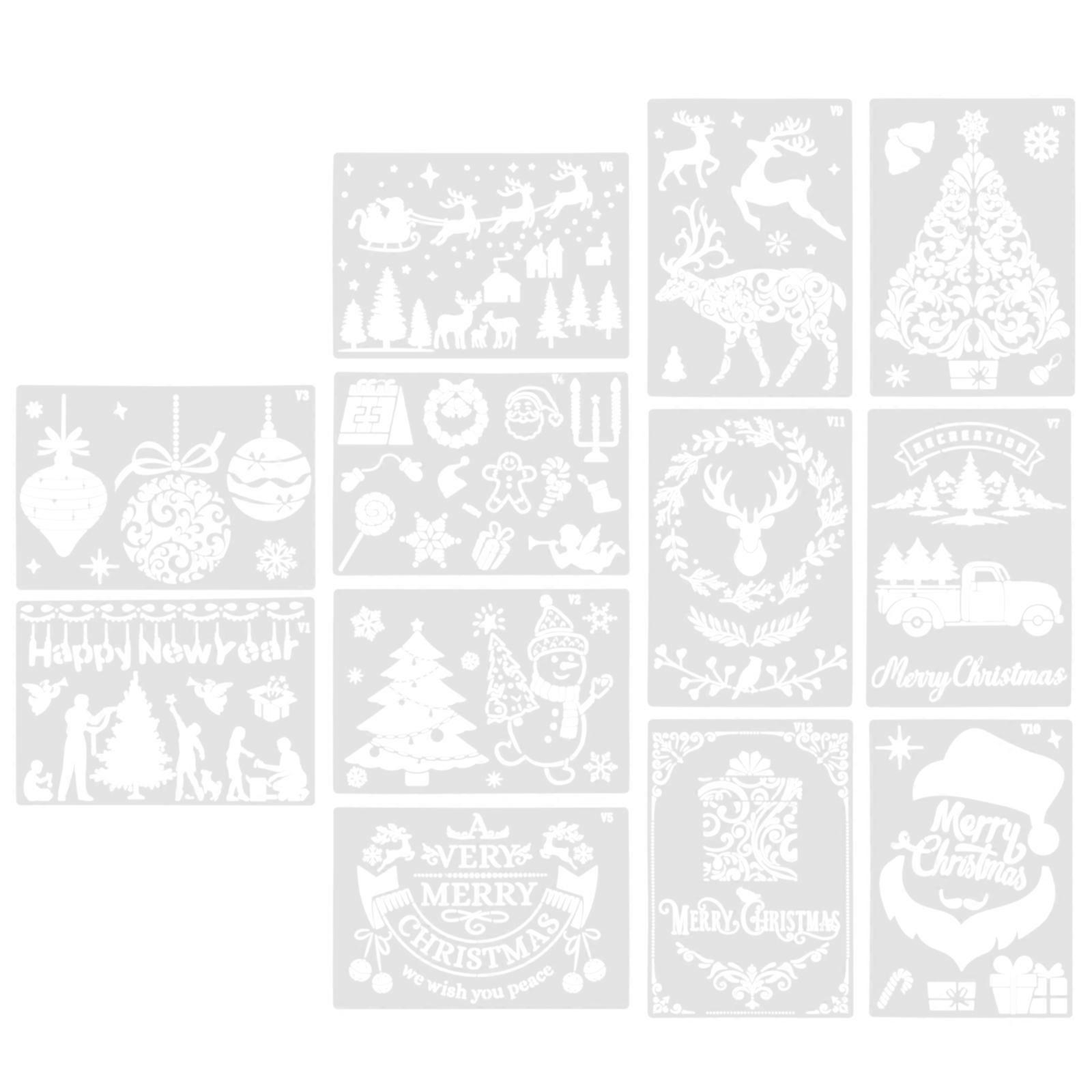 36Pcs Reusable Christmas Painting Templates for DIY Drawing Use